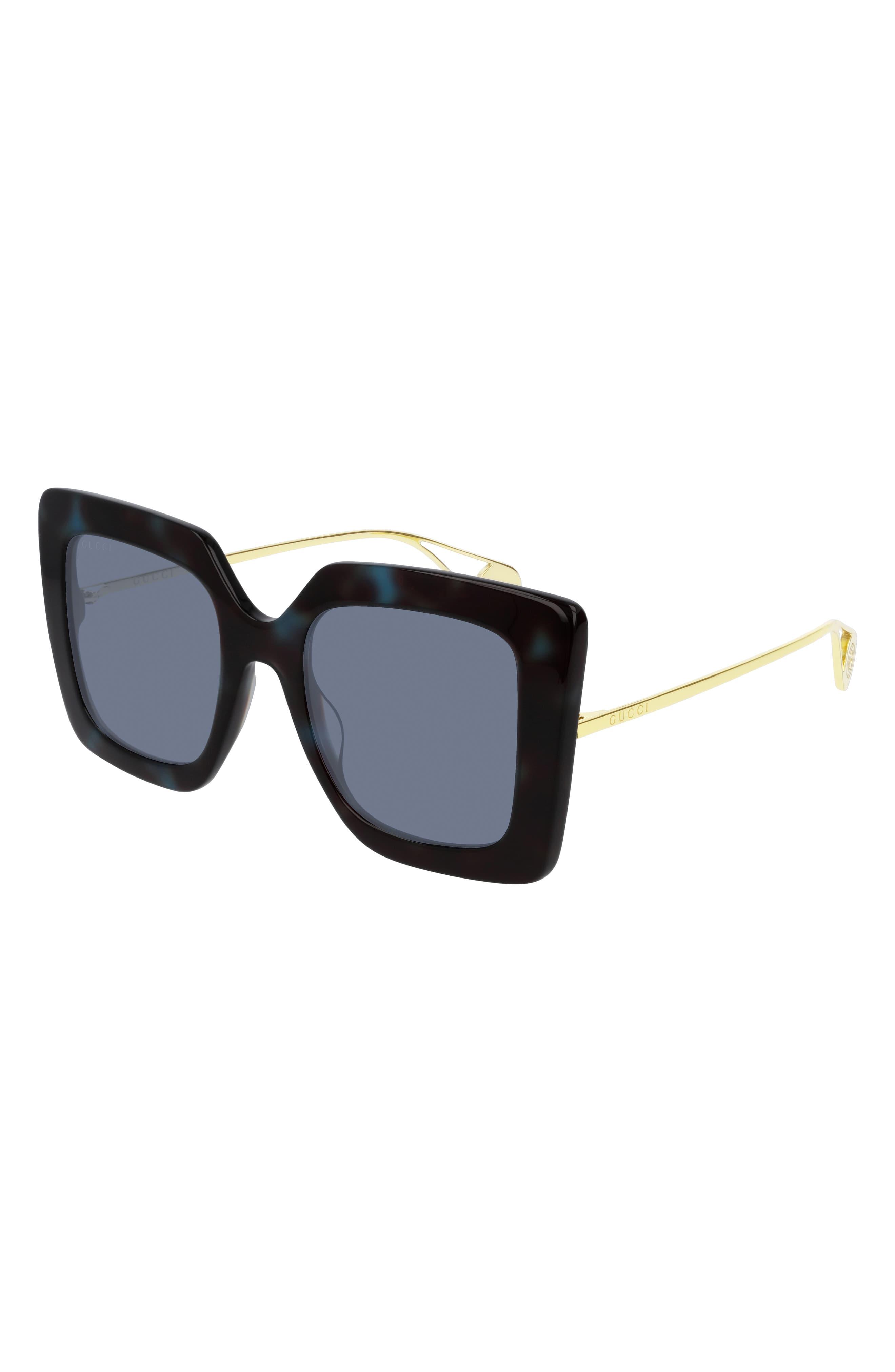 gucci 57mm square sunglasses black