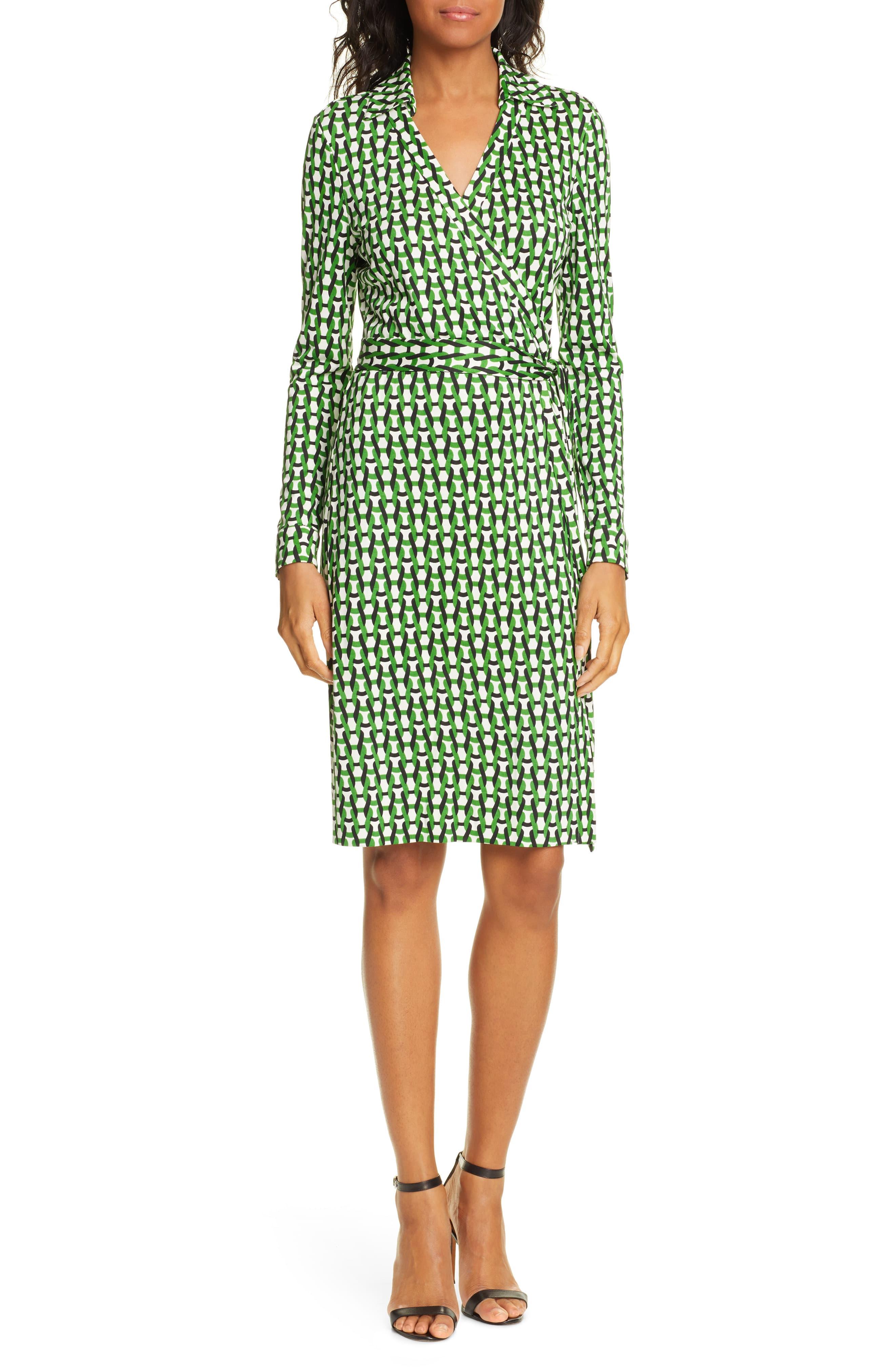 Diane von Furstenberg New Jeanne Two Silk-jersey Wrap Dress in Green - Lyst