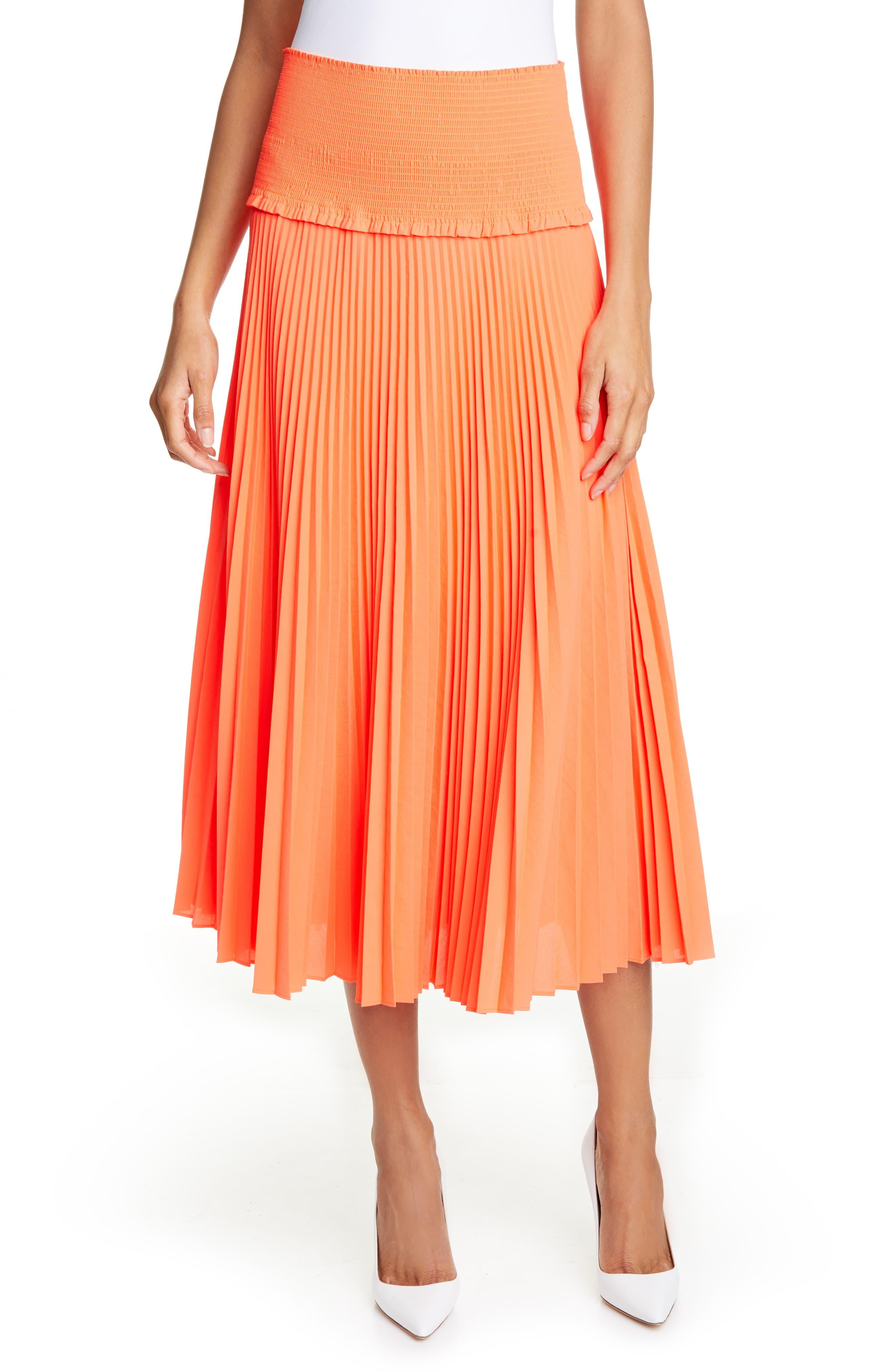 A.L.C. Hendrin Pleated A-line Midi Skirt in Orange - Lyst