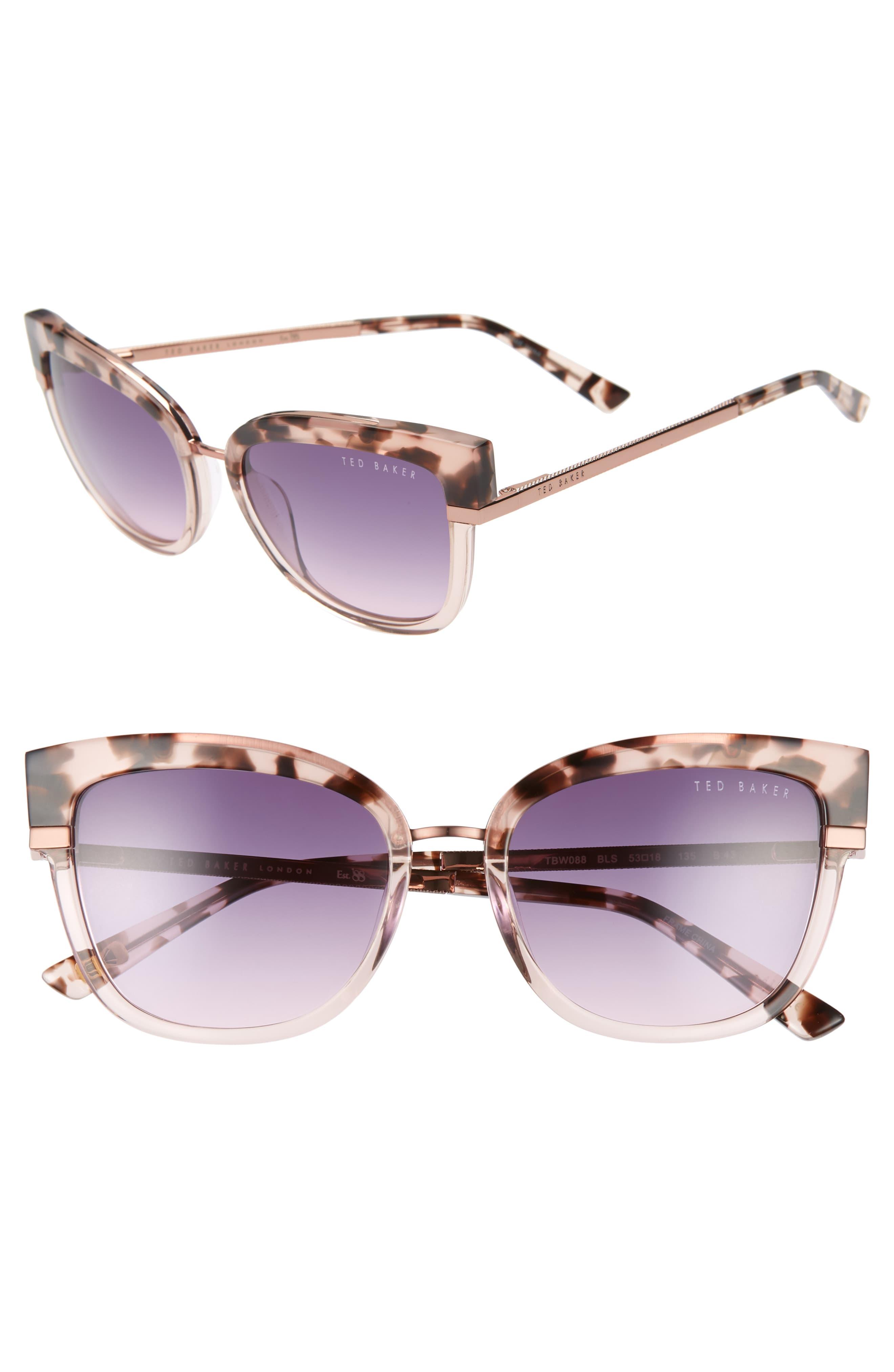 Ted Baker 53mm Square Sunglasses Blush Tortoise/ Purple in Purple Lyst