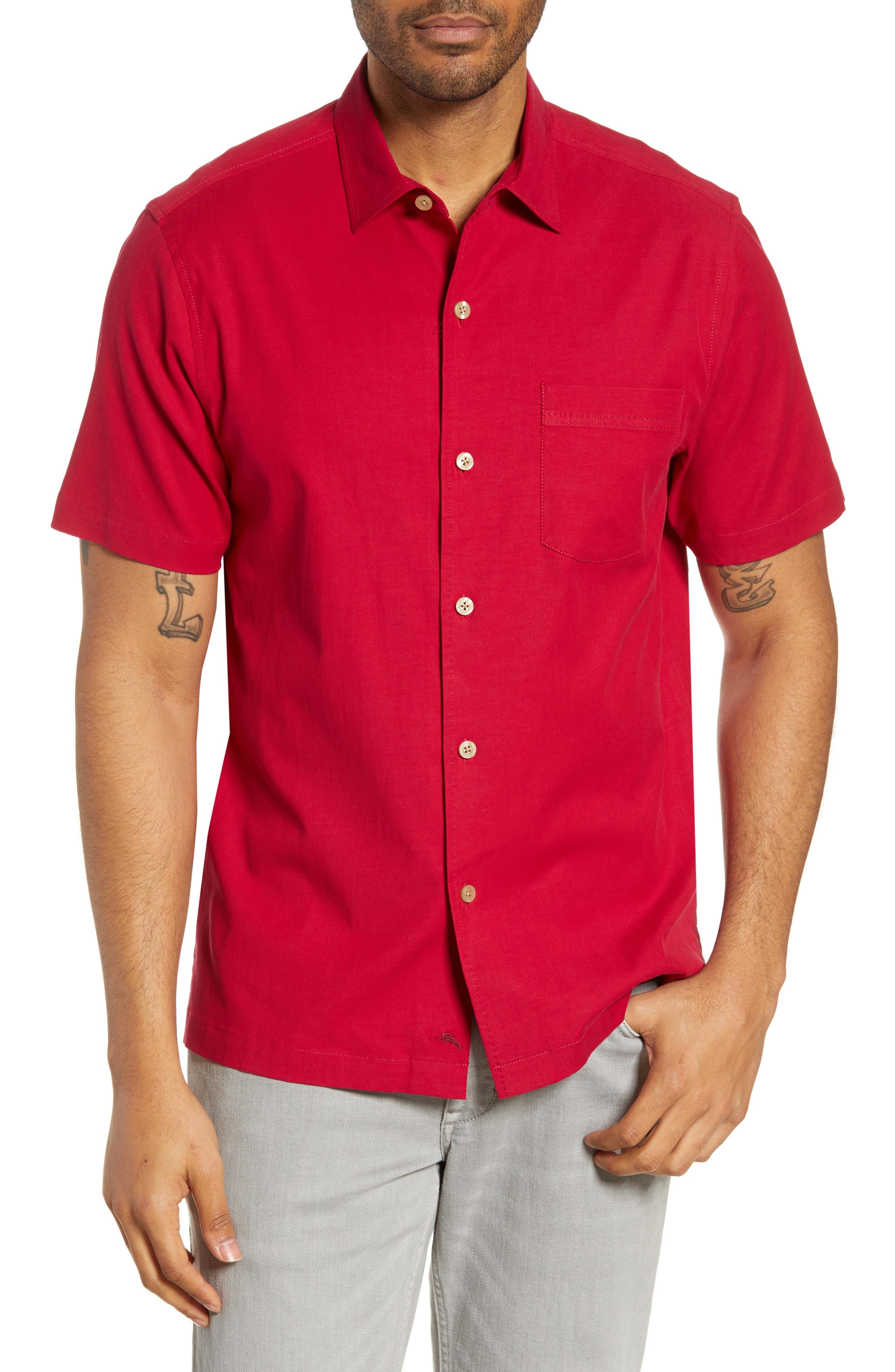 Lyst - Tommy Bahama Catalina Stretch Silk Blend Camp Shirt in Red for Men