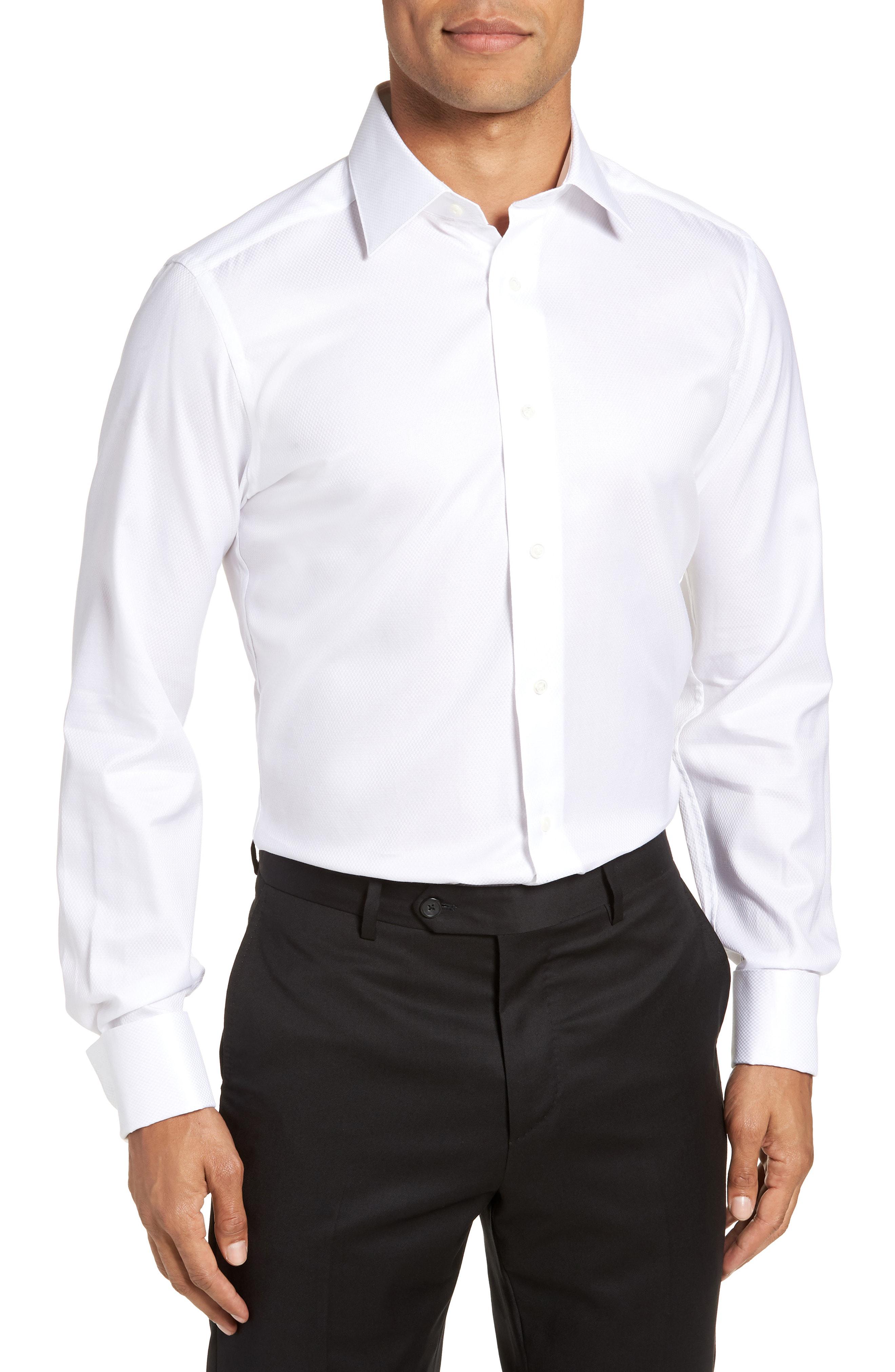 Lyst - David Donahue Horizontal Twill Regular Fit Tuxedo Shirt in White ...