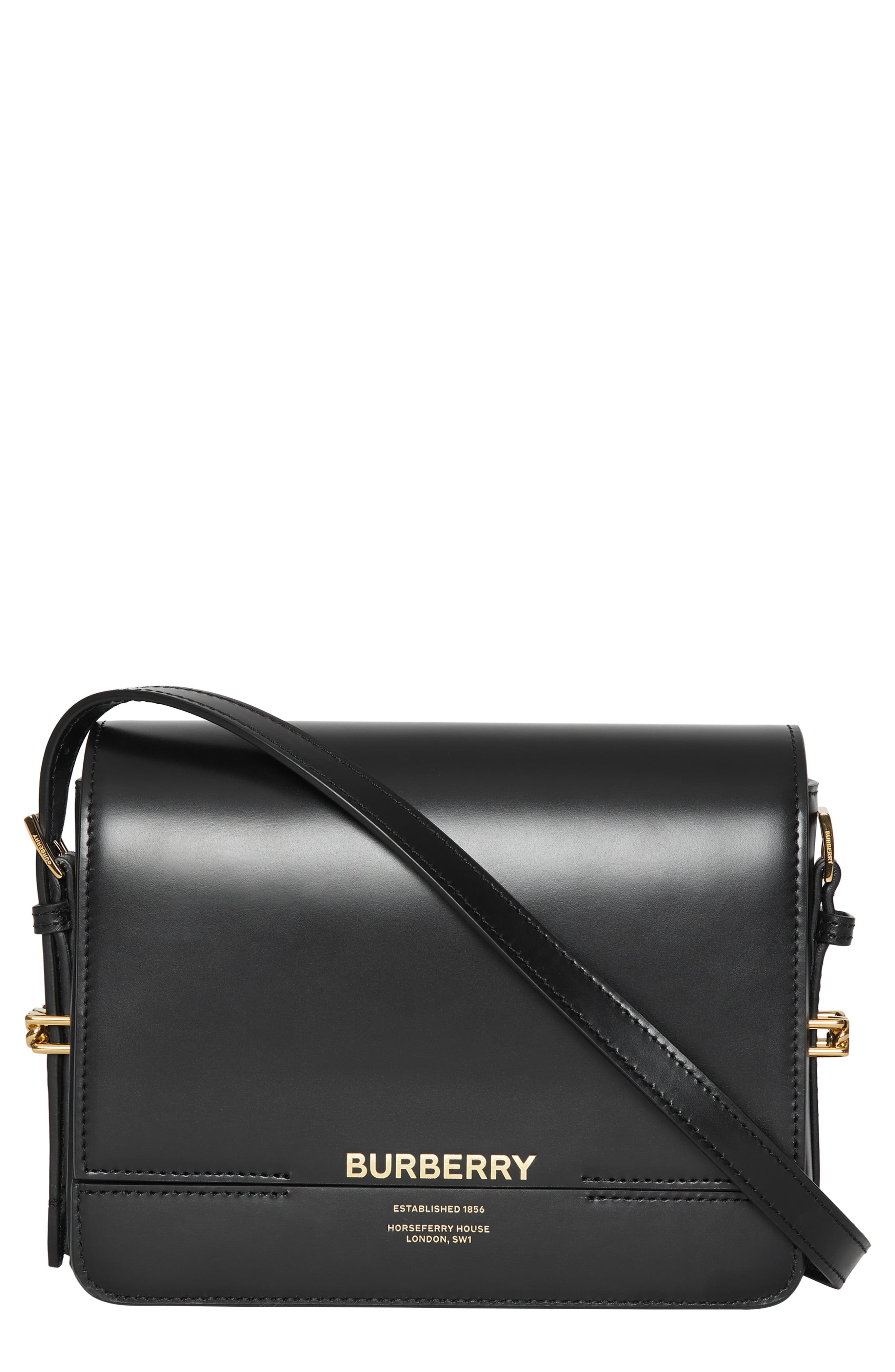 Lyst Burberry Small Horseferry Leather Crossbody Bag in Black