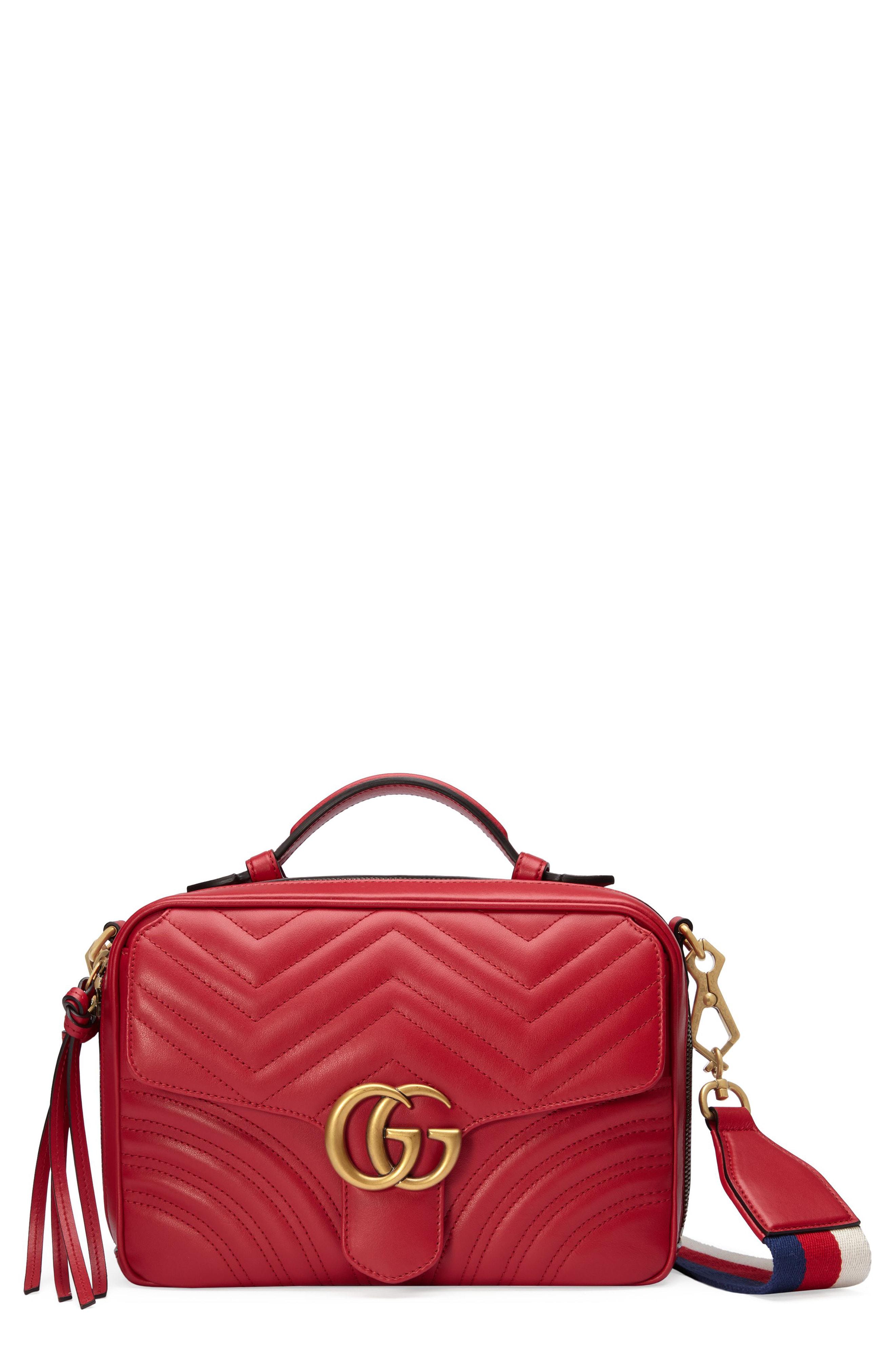 Lyst Gucci Small Gg Marmont 2 0 Matelasse Leather Camera Bag With Gucci