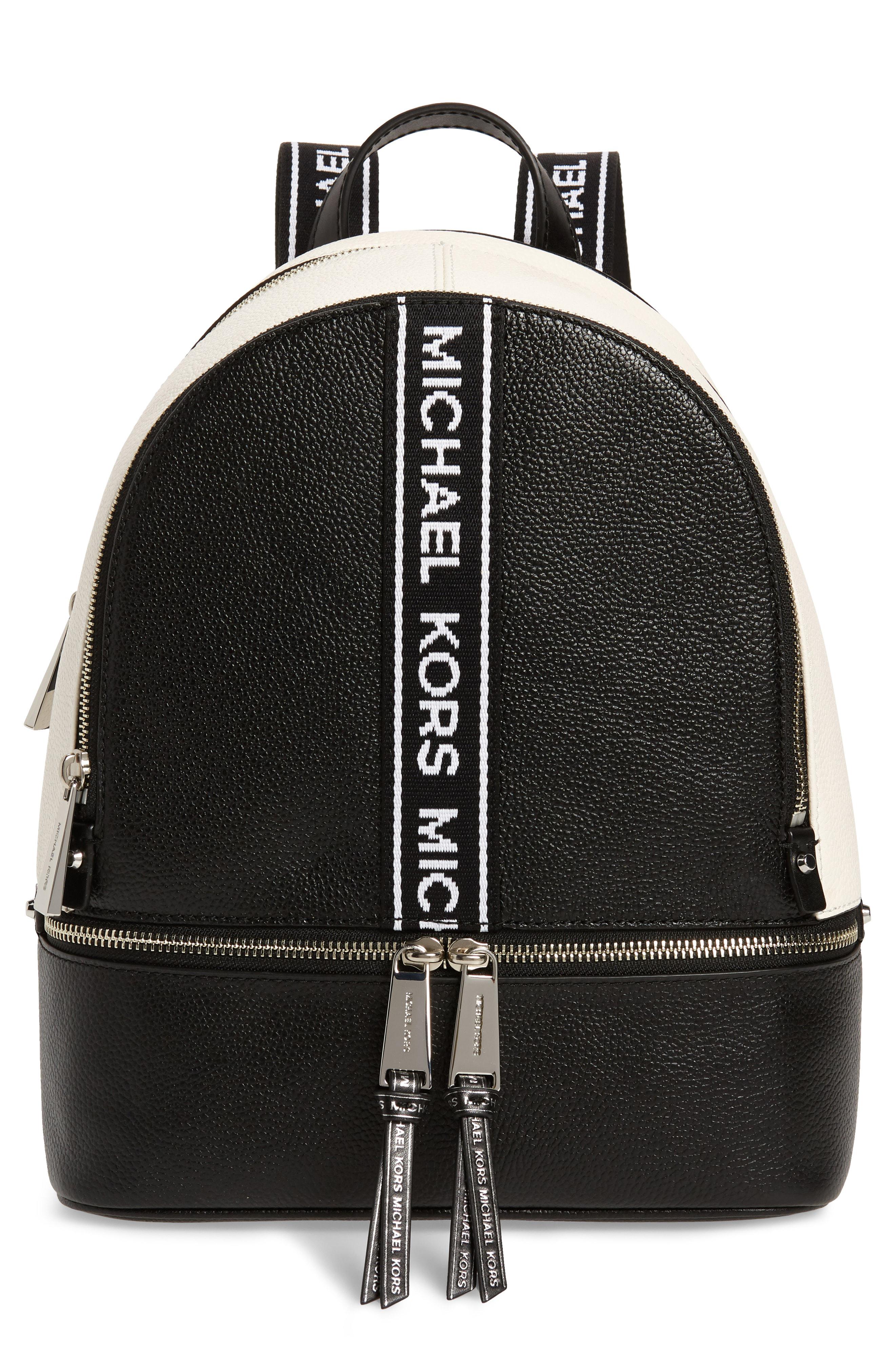 Lyst - Michael Michael Kors Medium Rhea Leather Backpack in Black ...