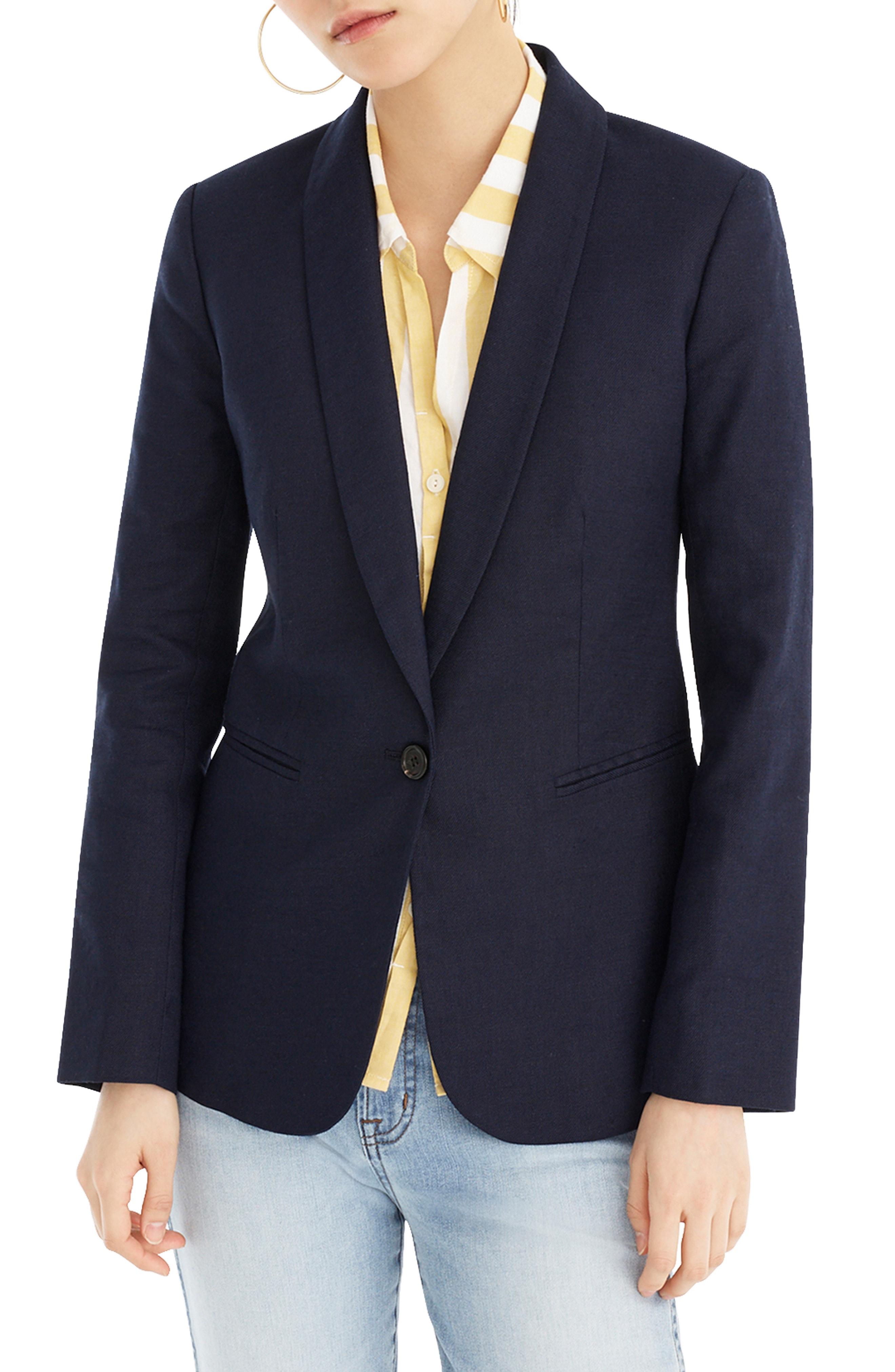 Lyst J Crew Parke Stretch Linen Blend Blazer In Blue