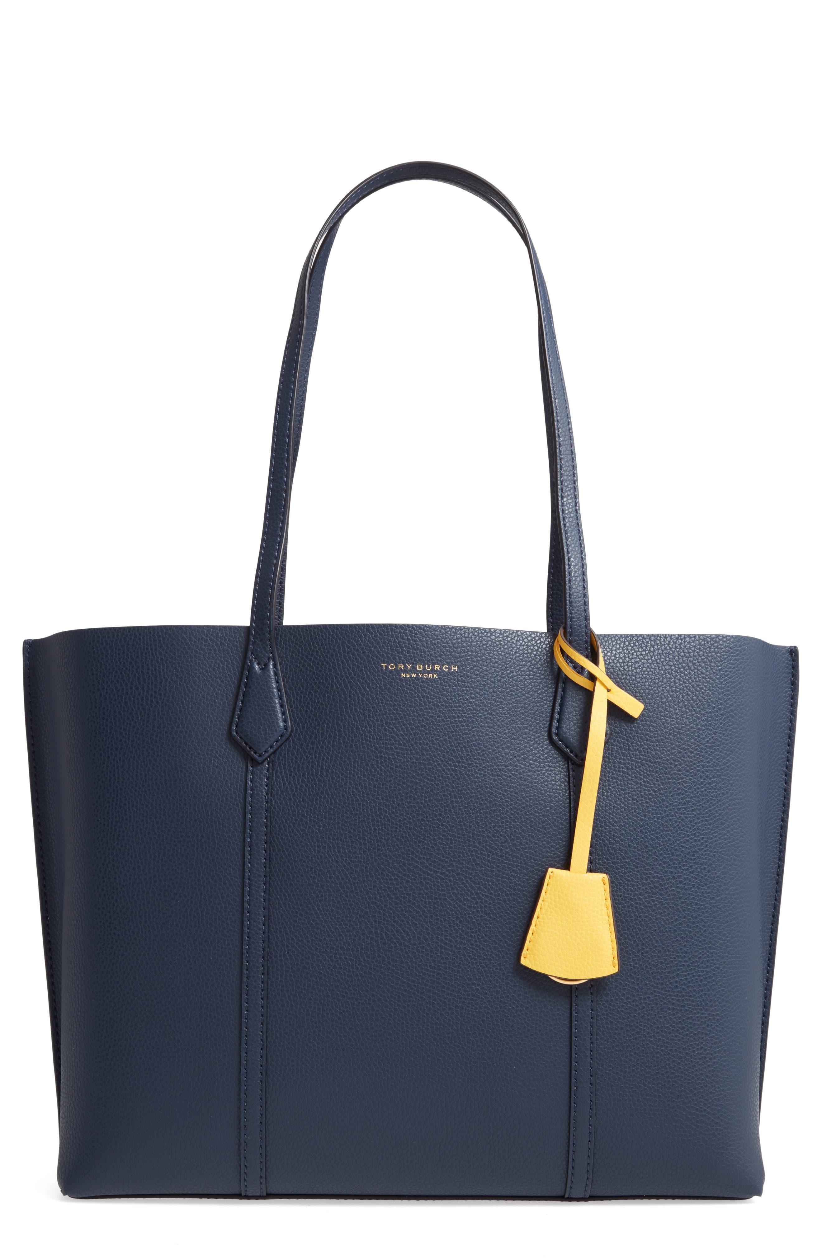 Tory Burch Leather Perry Triple-compartment Tote in Navy (Blue) - Lyst