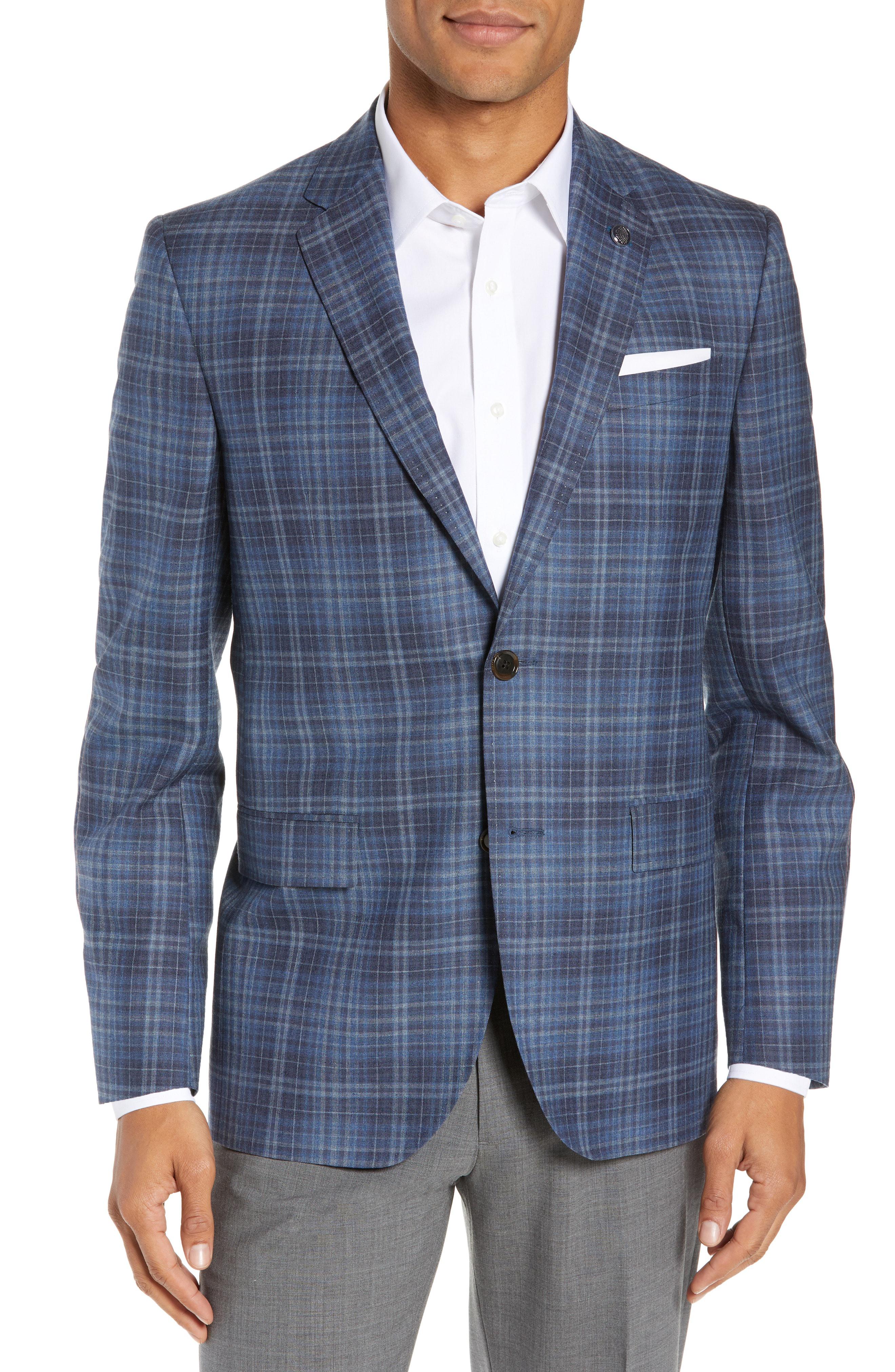 Lyst - Ted Baker Jay Trim Fit Plaid Wool Sport Coat in Gray for Men