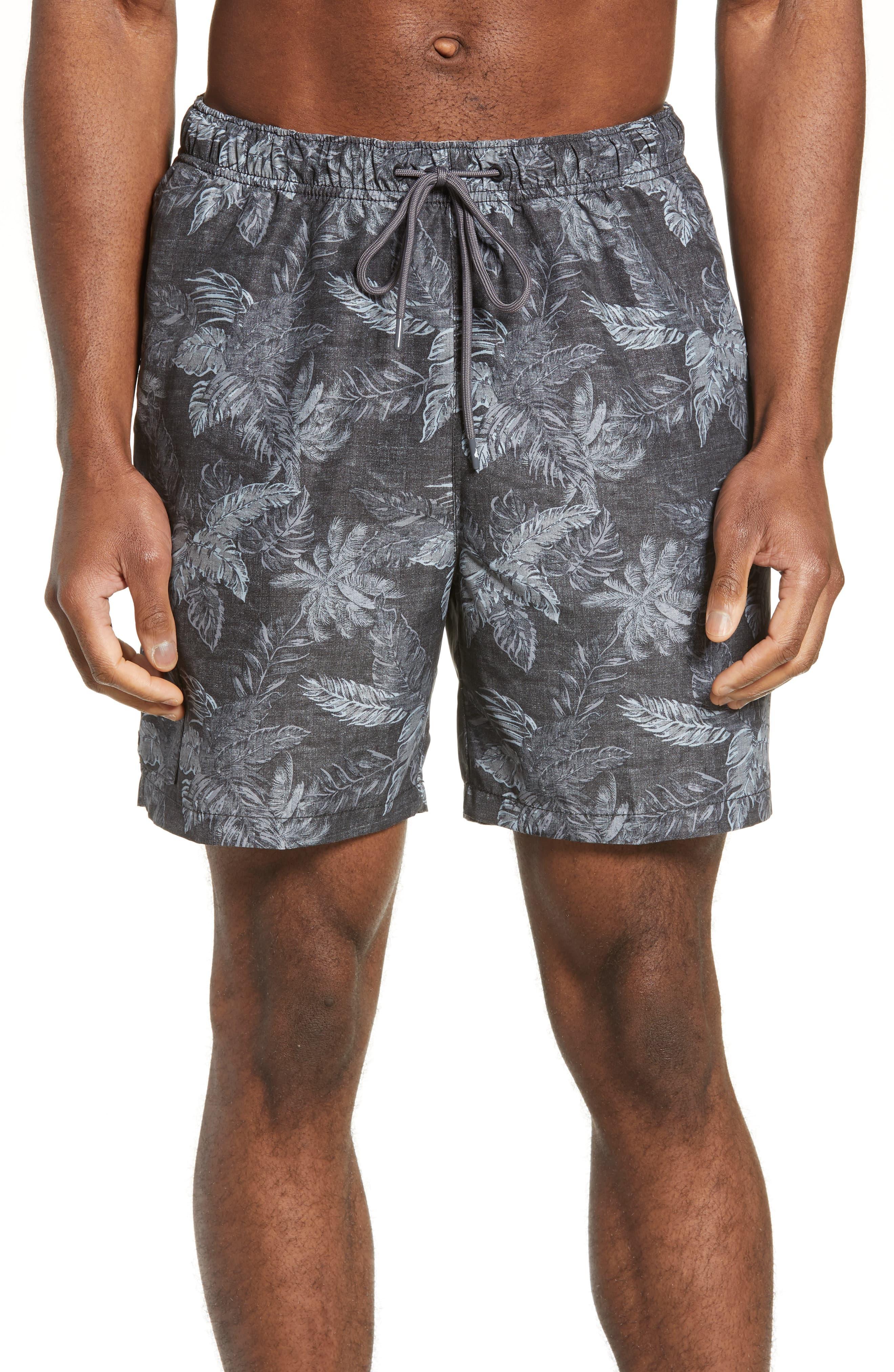 Tommy Bahama Naples Coast Faded Palms Classic Fit Swim Trunks in Black