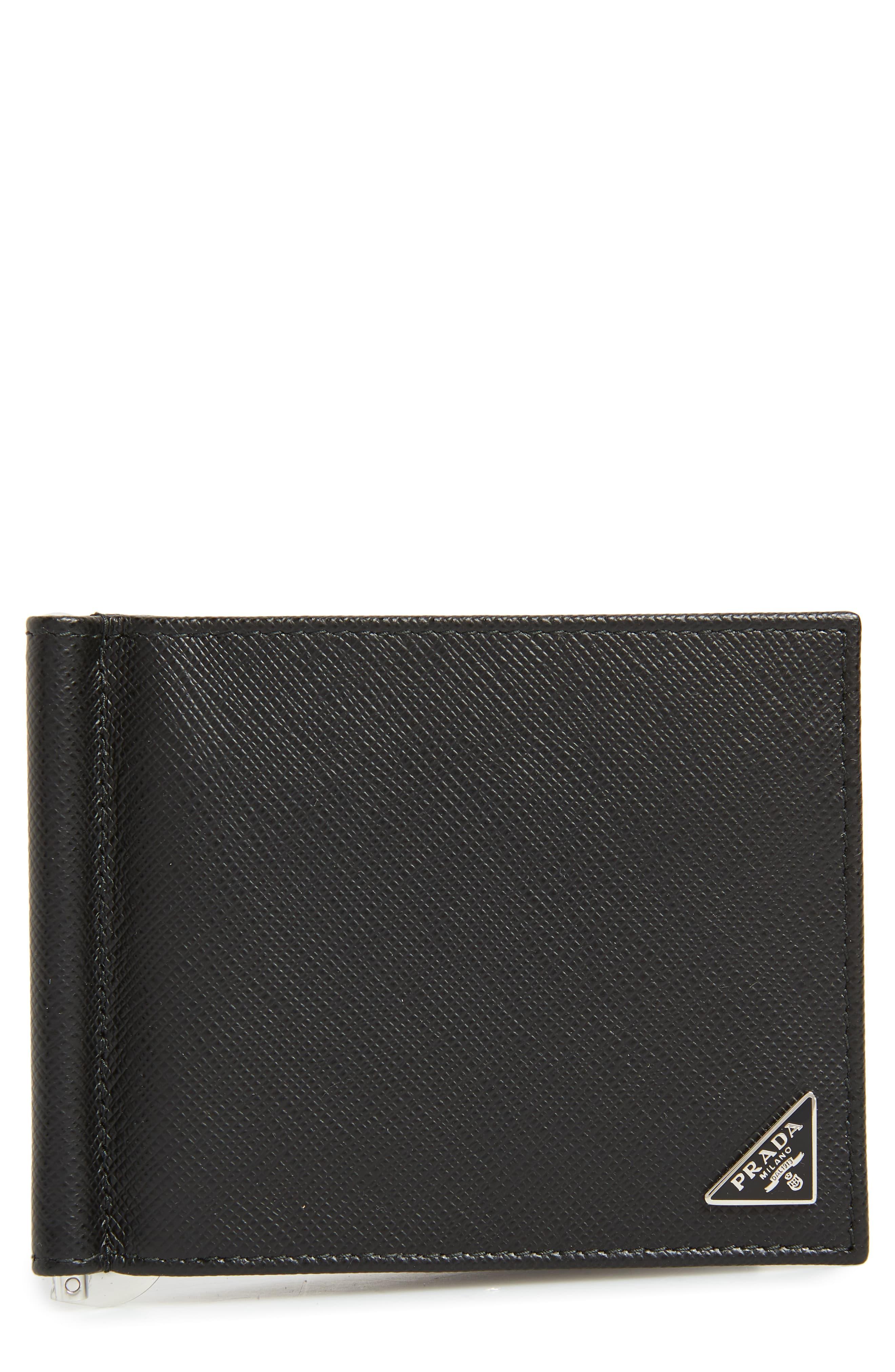 Prada Saffiano Leather Money Clip Wallet in Black for Men - Lyst