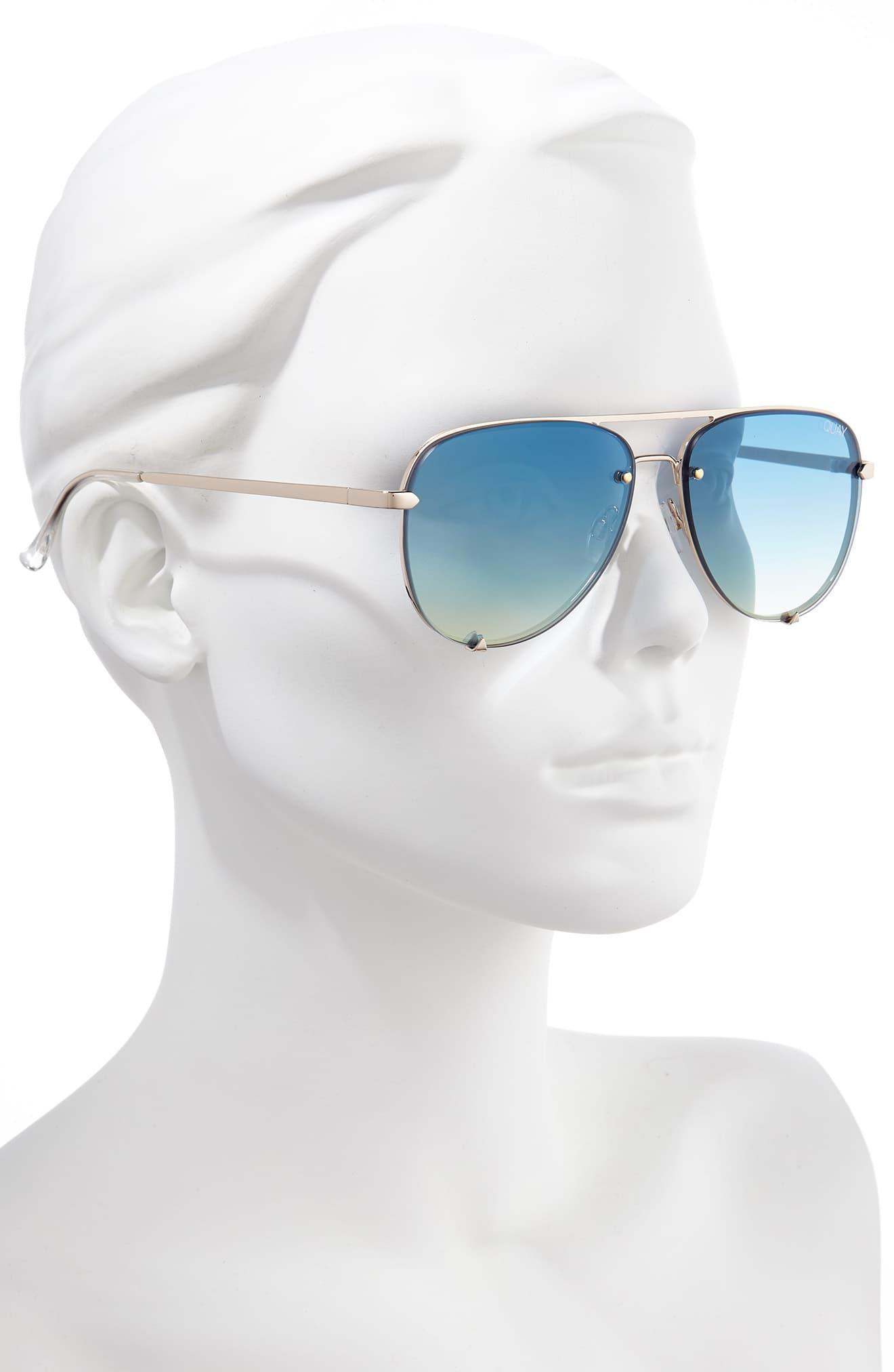 Quay X Desi Perkins High Key Mini 53mm Rimless Aviator Sunglasses in