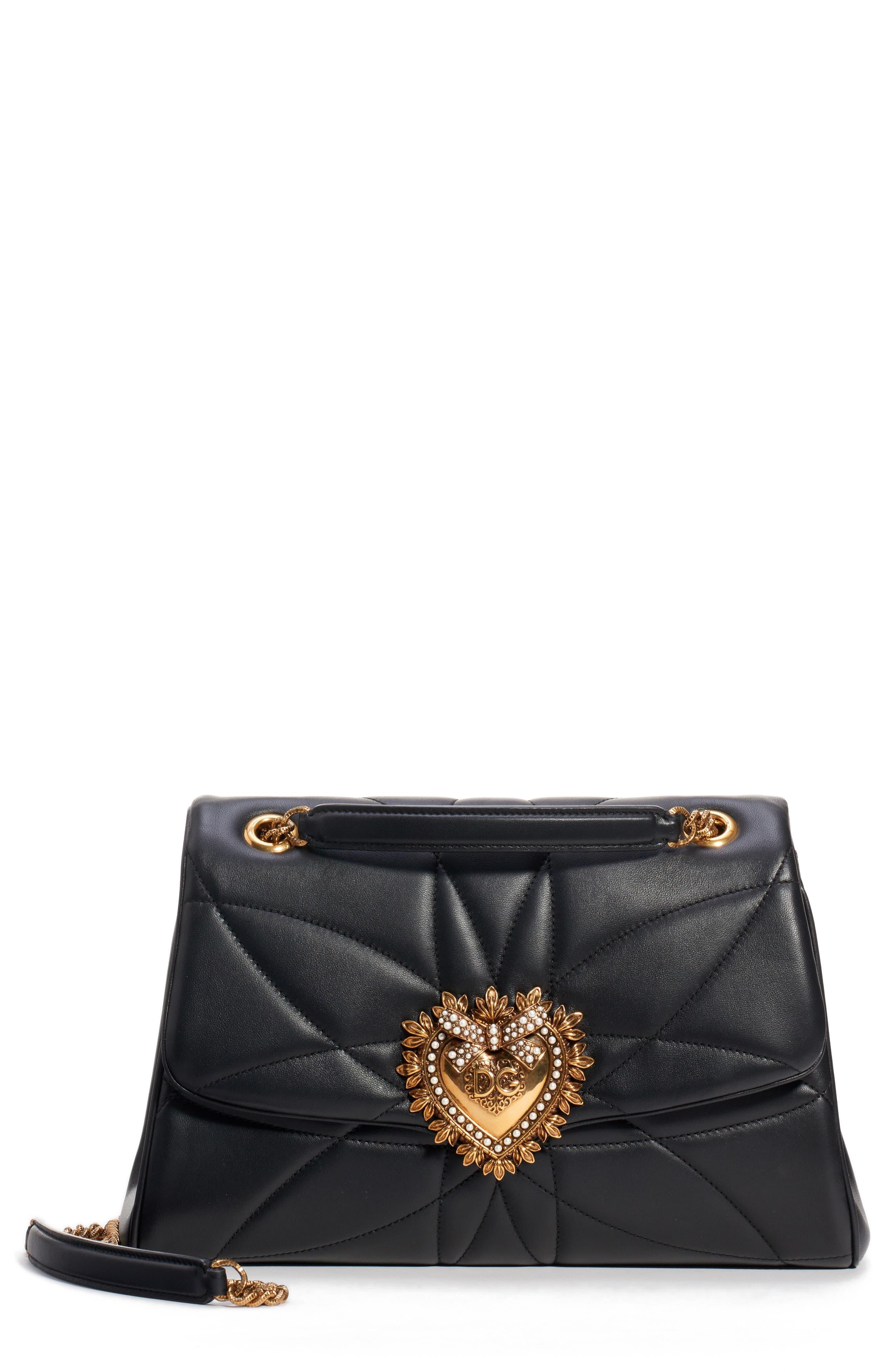 dolce and gabbana black leather shoulder bag