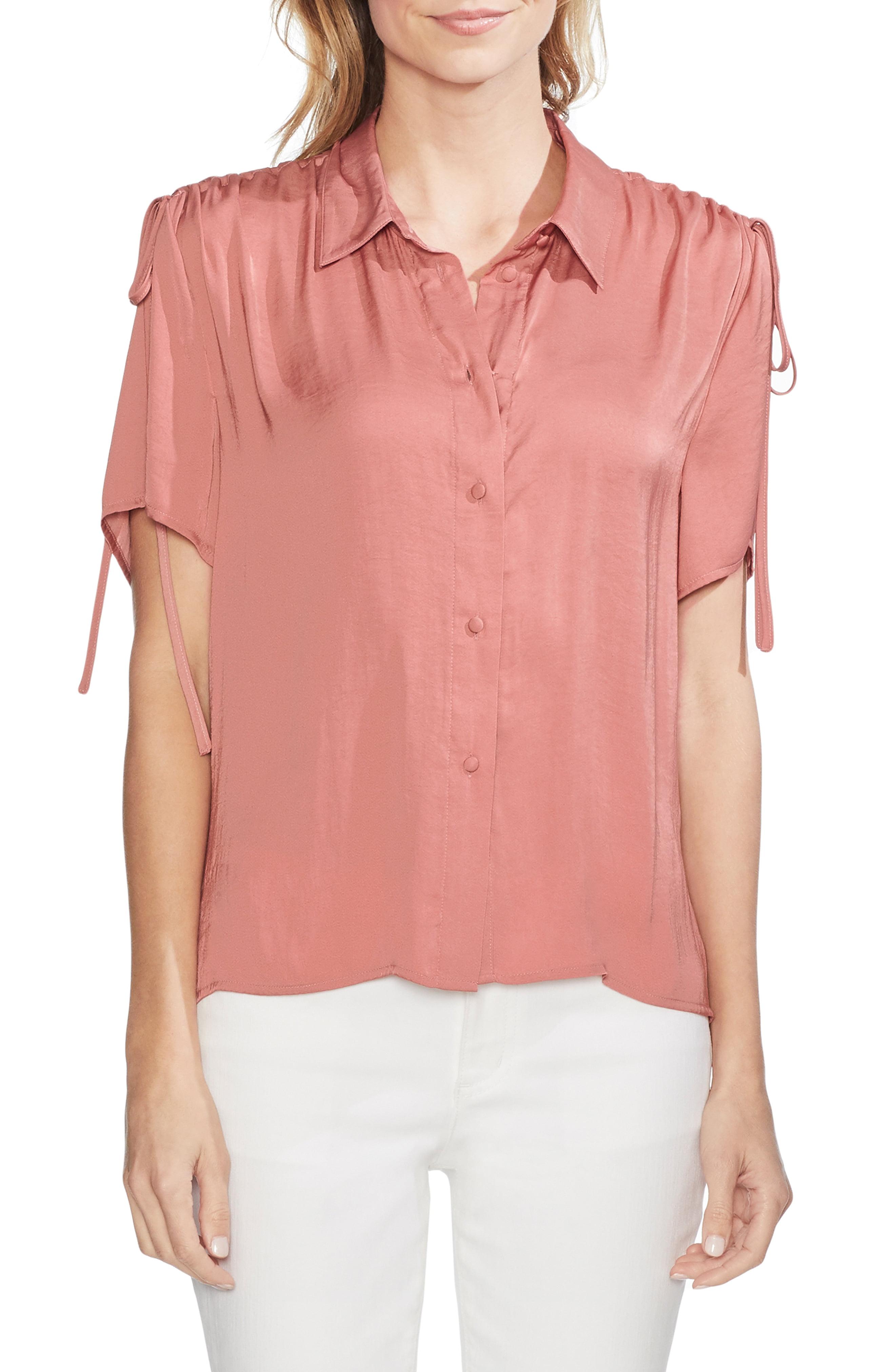 Lyst - Vince Camuto Drawstring Shoulder Blouse in Pink