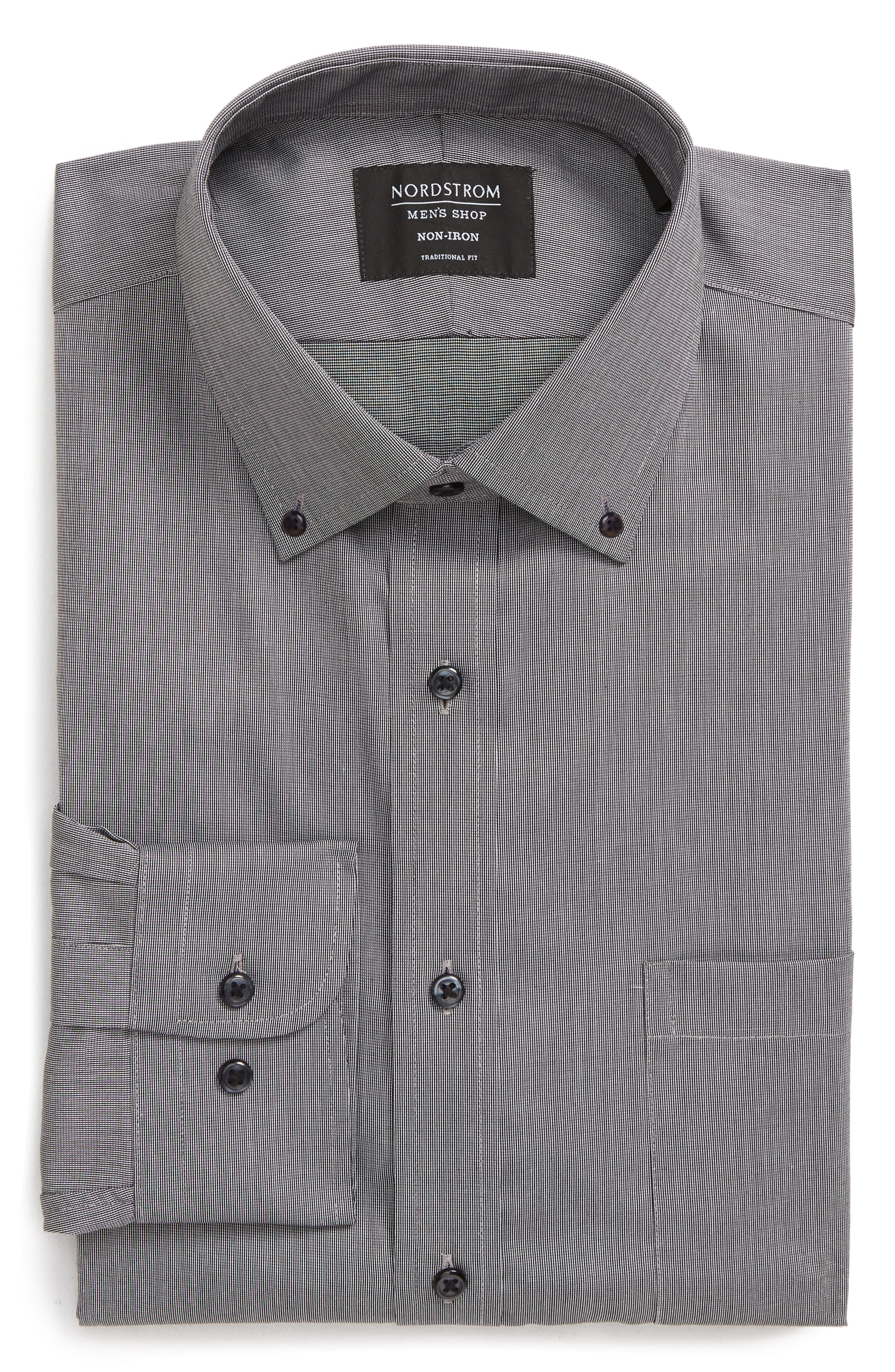 Nordstrom Traditional Fit Non-iron Dress Shirt in Gray for Men - Lyst
