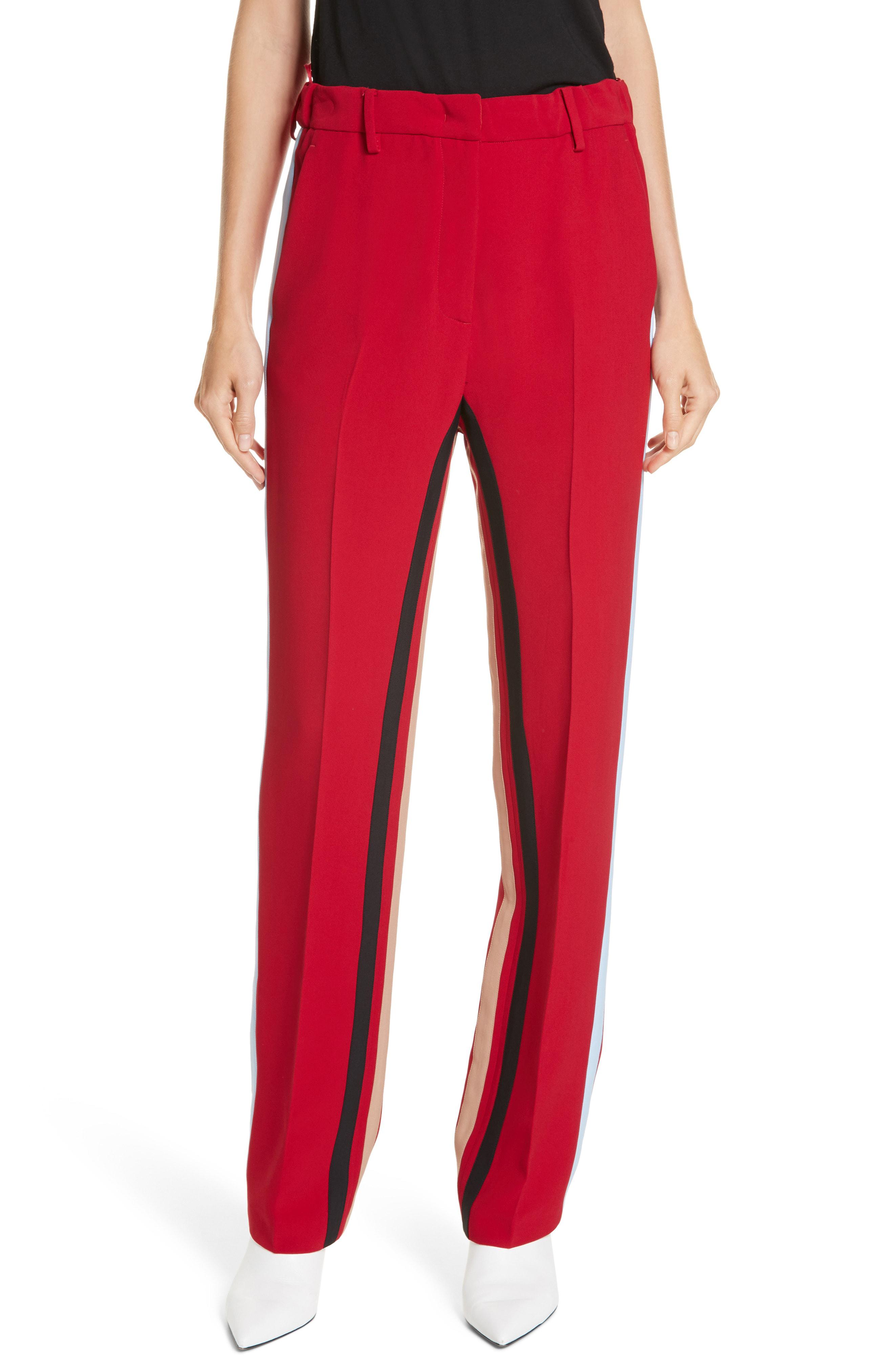 red side stripe trousers