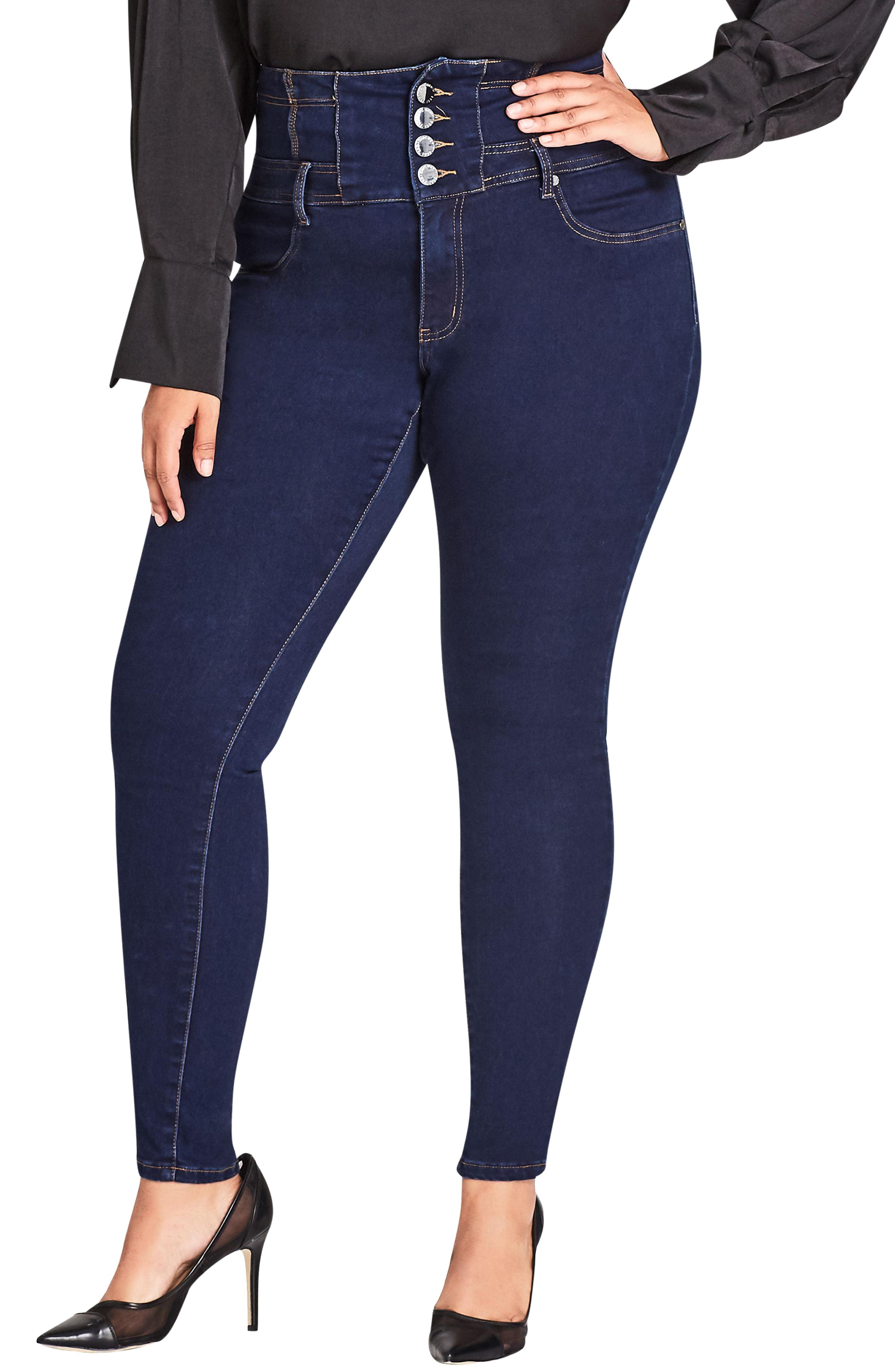 Lyst - City Chic Harley Corset Waist Stretch Skinny Jeans in Blue