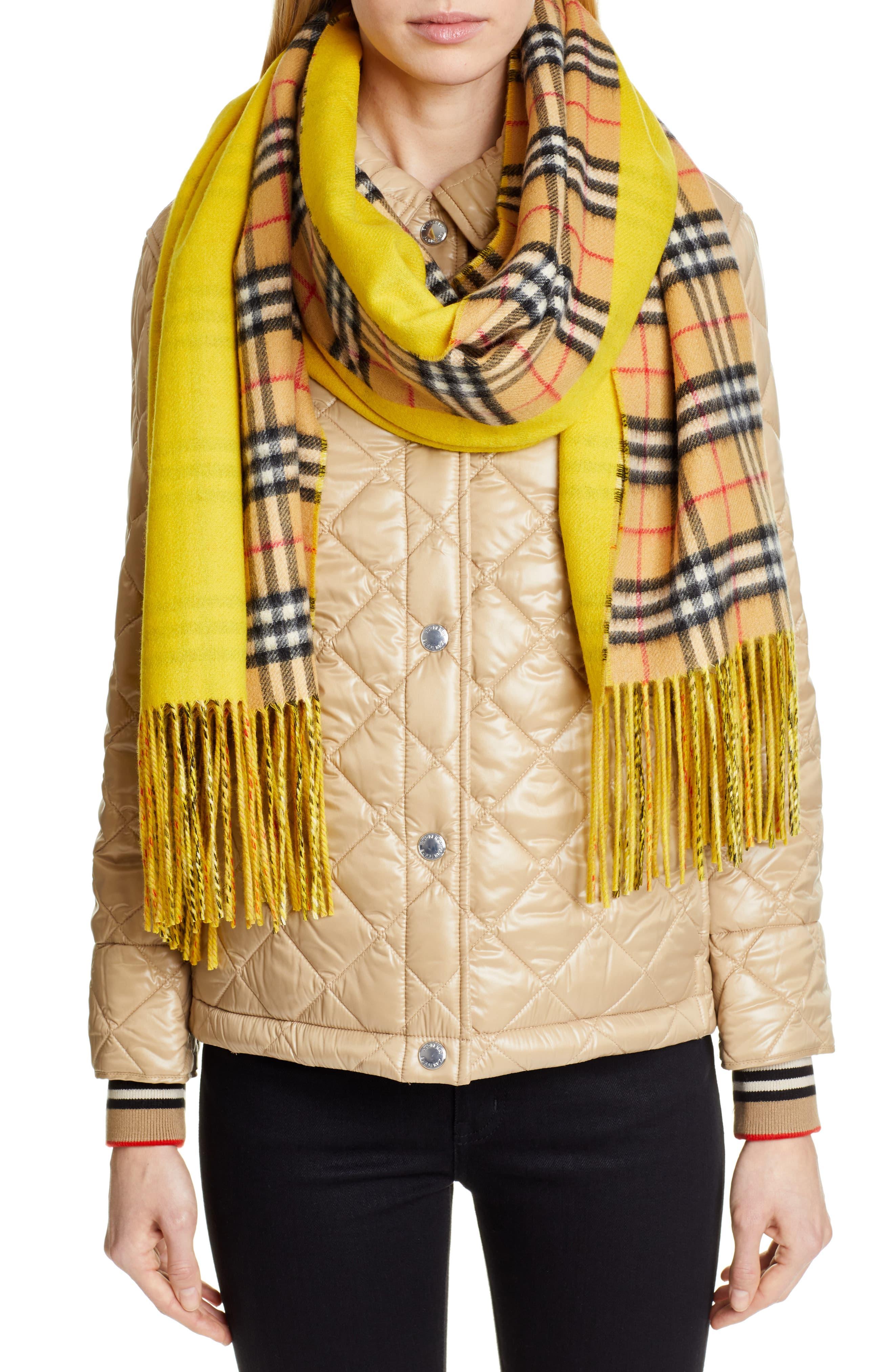 Burberry Colorblock Vintage Check Cashmere Scarf in Yellow Lyst