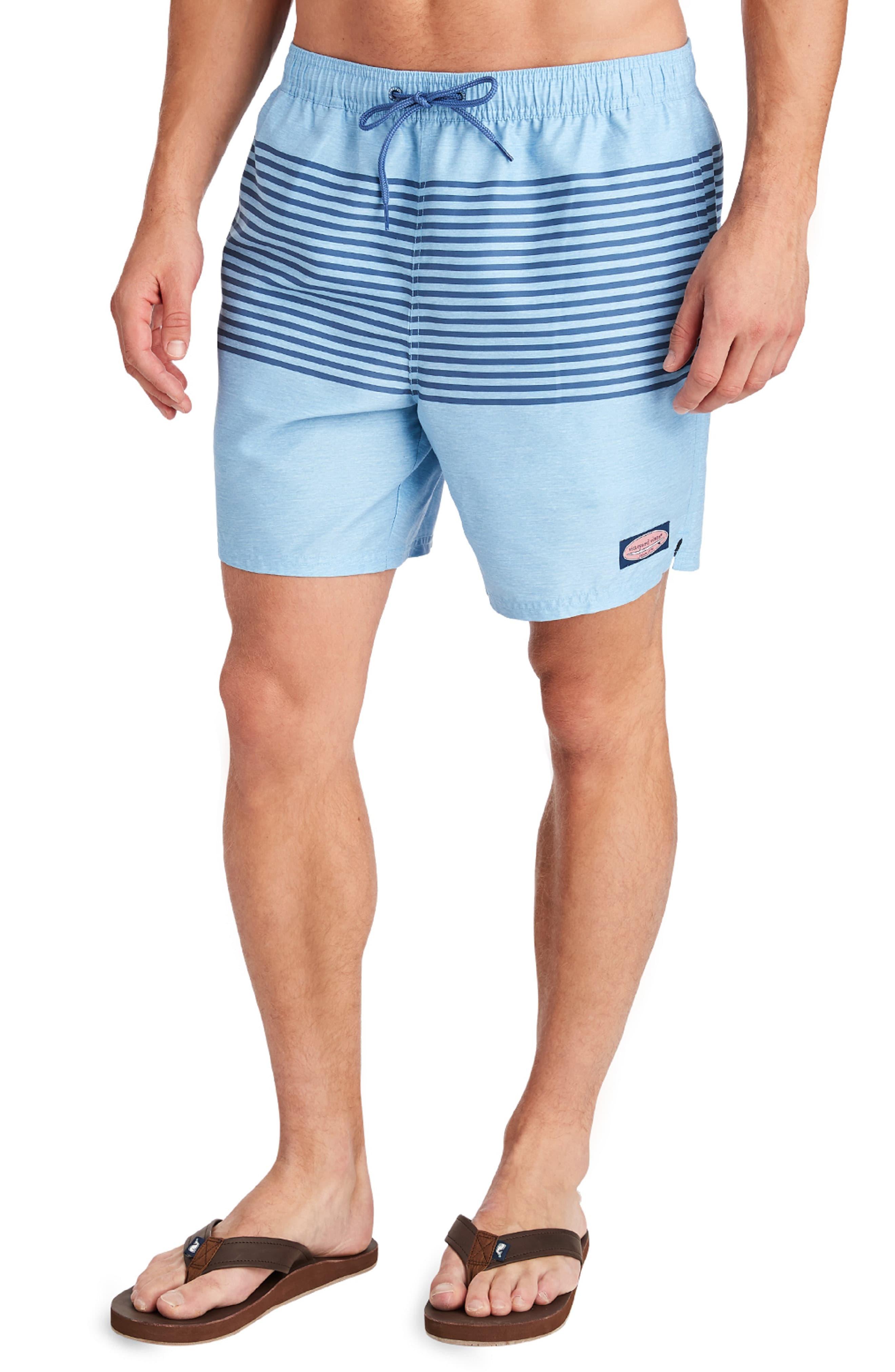 Vineyard Vines Heathered Stripe Chappy Swim Trunks in Blue for Men Lyst