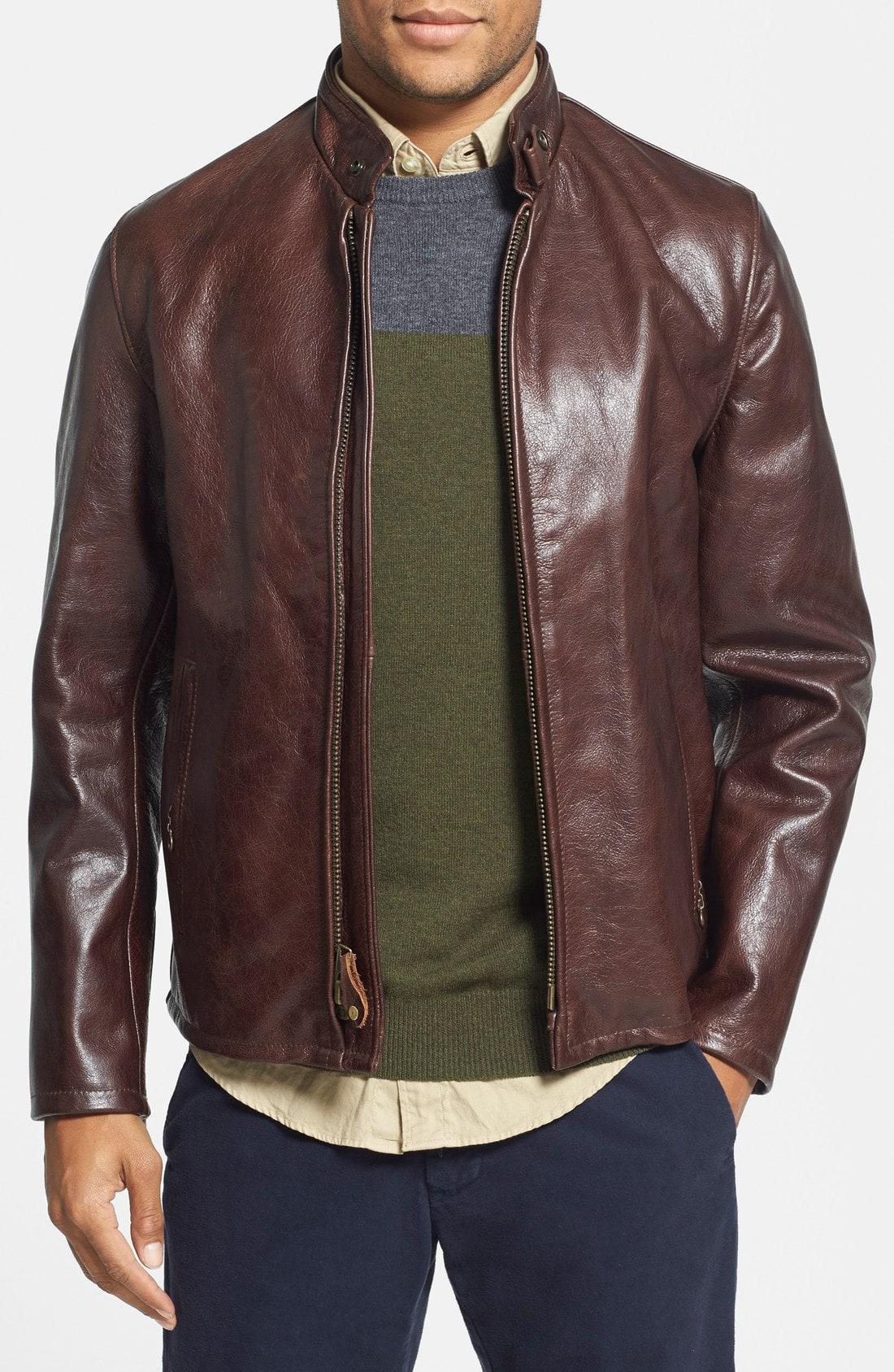 Schott Nyc Cafe Racer Unlined Cowhide Leather Jacket Newmotorjdi Co Schott Nyc Cafe Racer Waxy Cowhide Leather Jacket In Black For Men