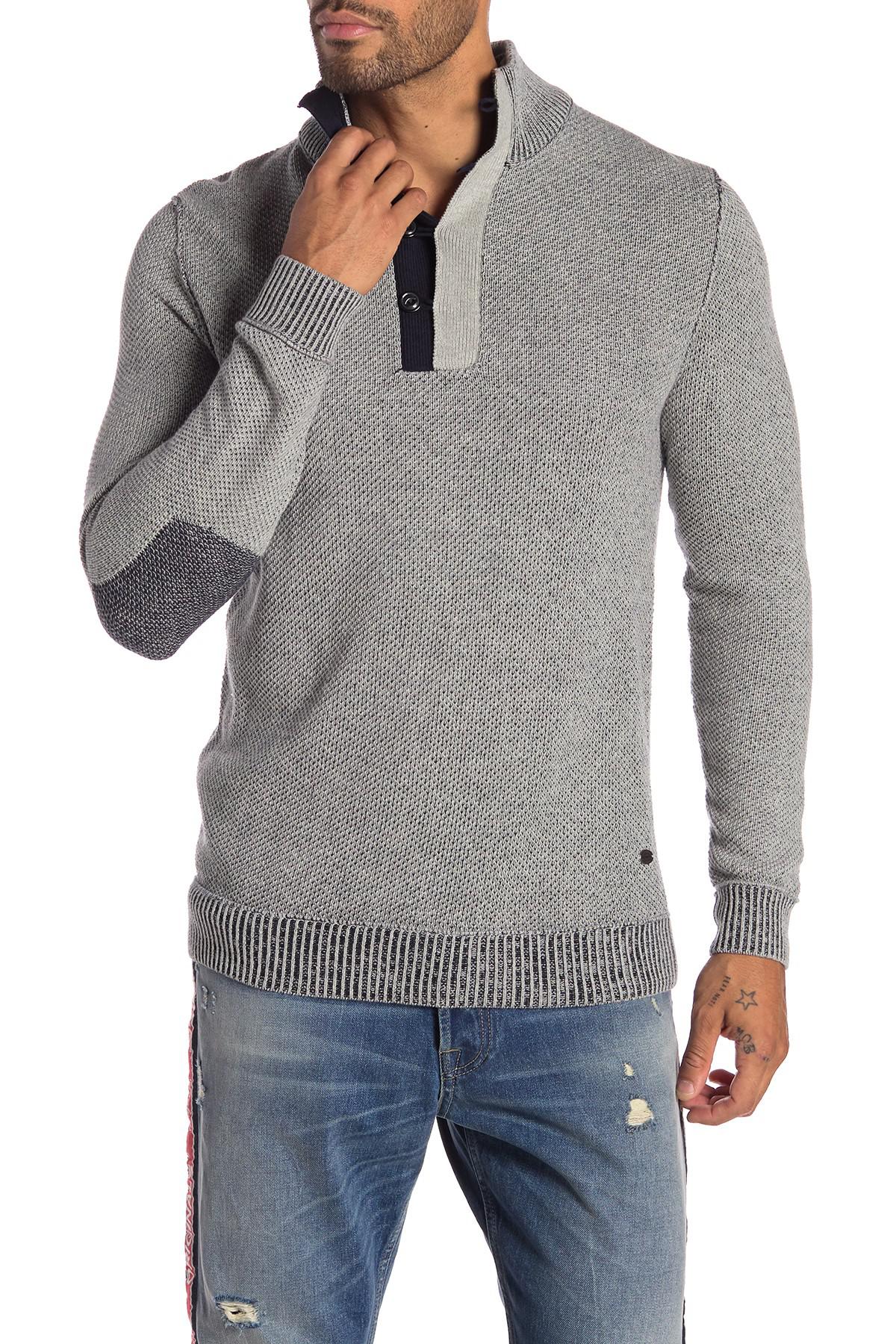 Jack and Jones Mens Giant Knit Banded Collar Long Sleeve Cardigan