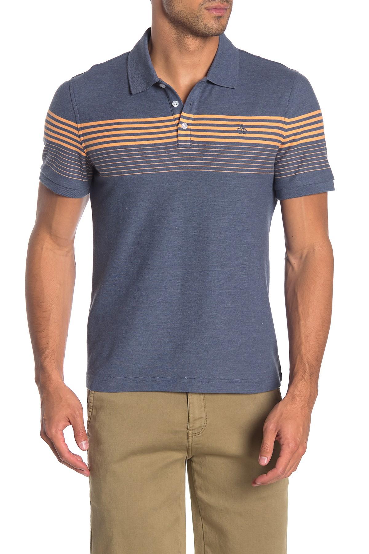 Original Penguin  Heathered Engineered Striped Polo  Shirt  