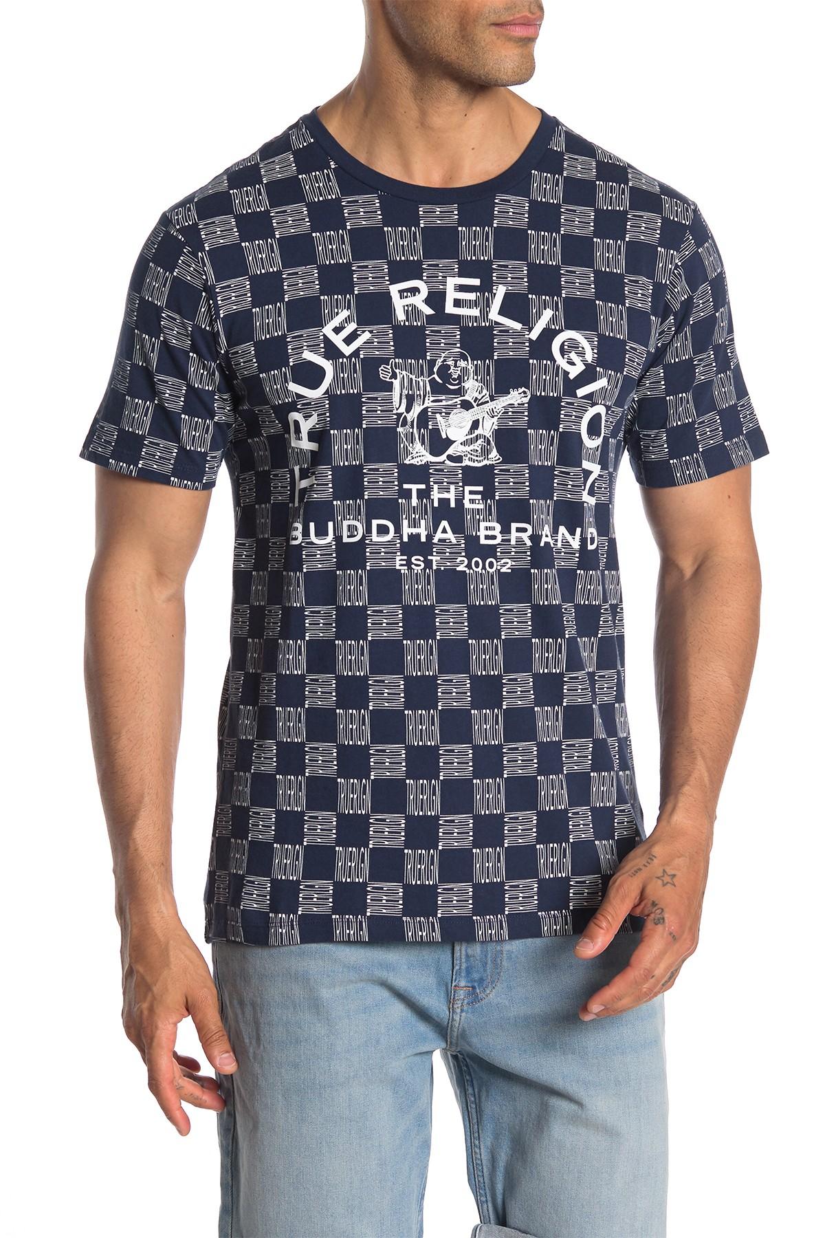 True Religion Short Sleeve Brand Logo Print T-shirt in Blue for Men - Lyst
