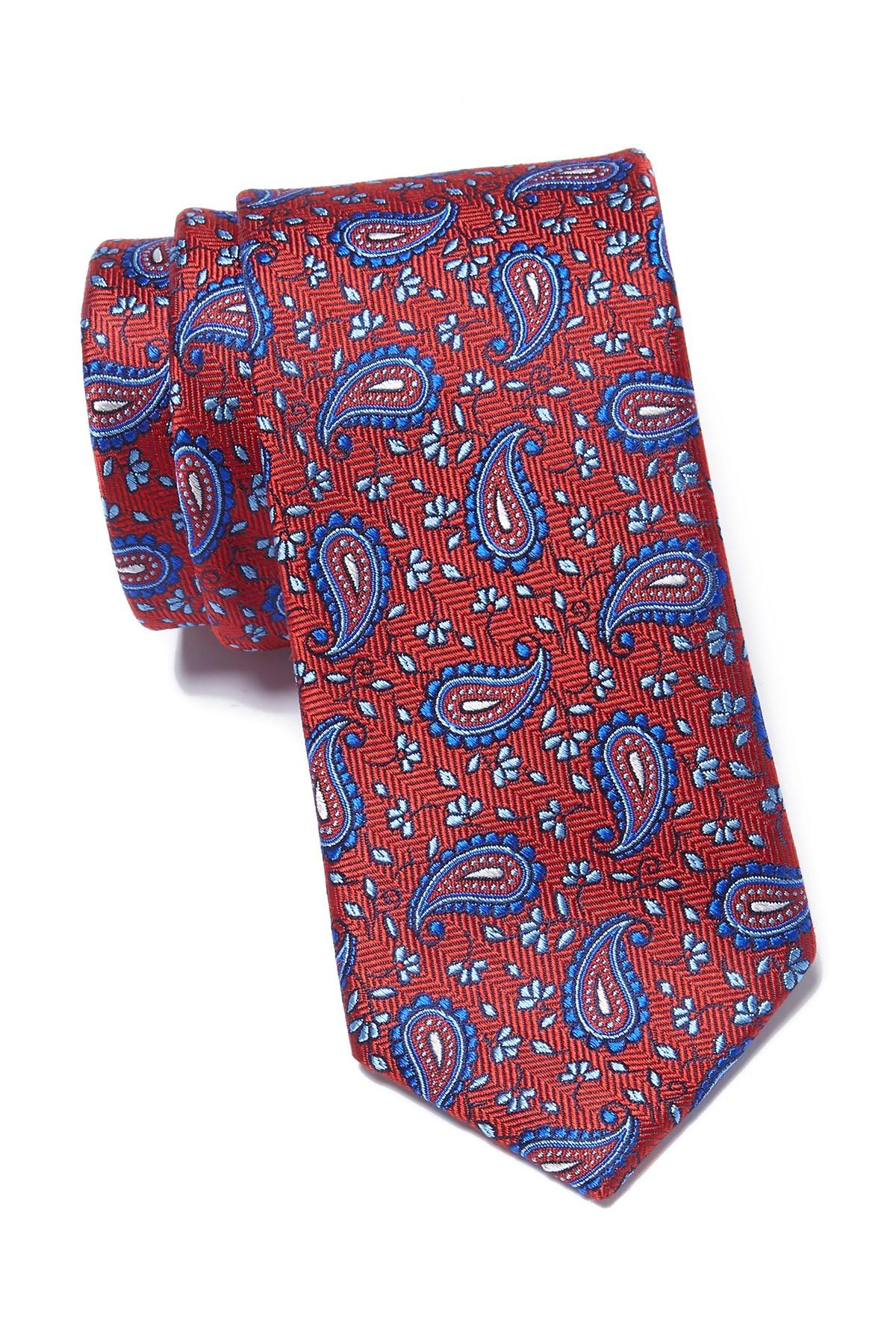 Ted Baker Herringbone Pine Silk Tie in Red for Men - Lyst