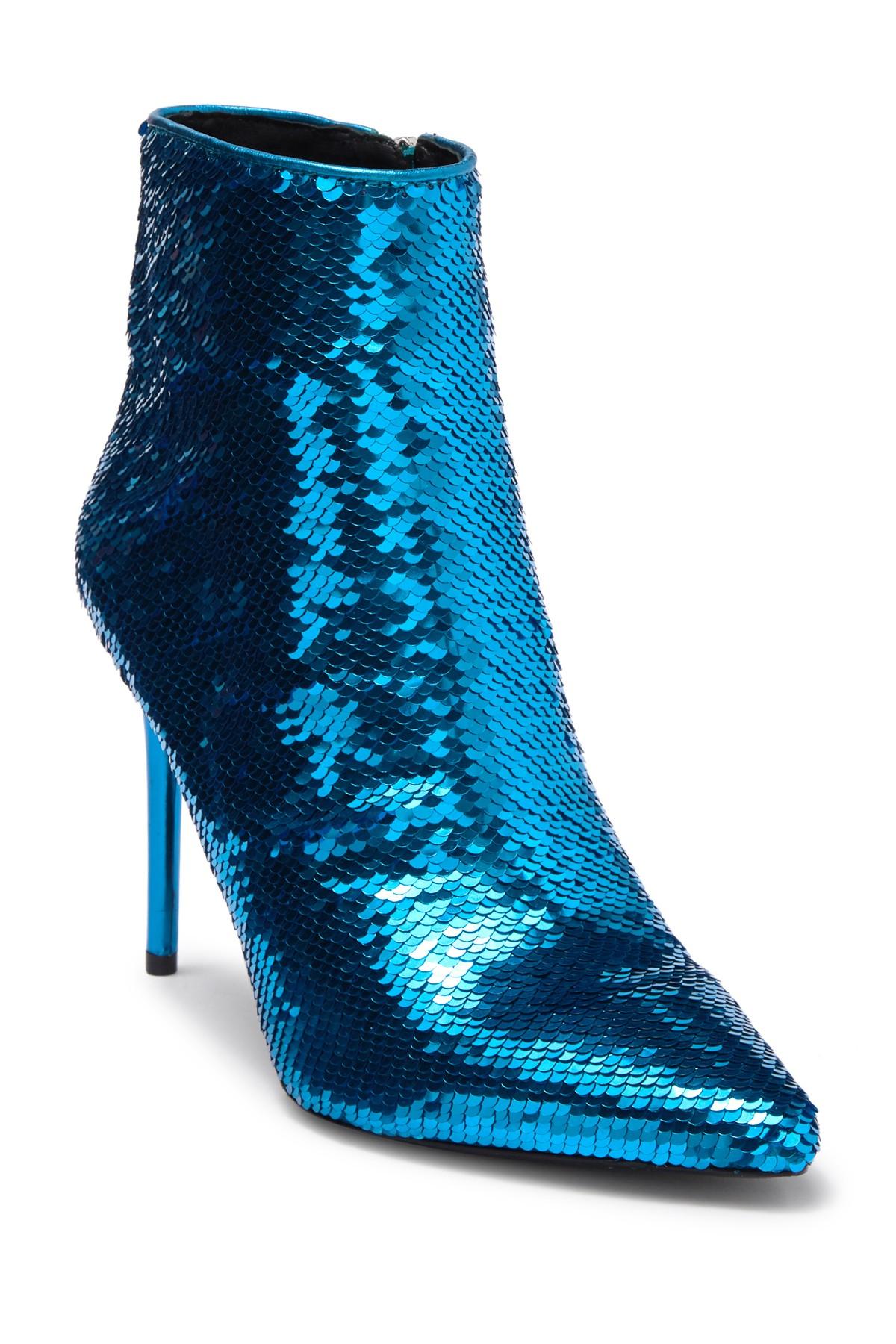 Alice + Olivia Synthetic Celyn Pointed Toe Sequin Bootie in Teal (Blue ...