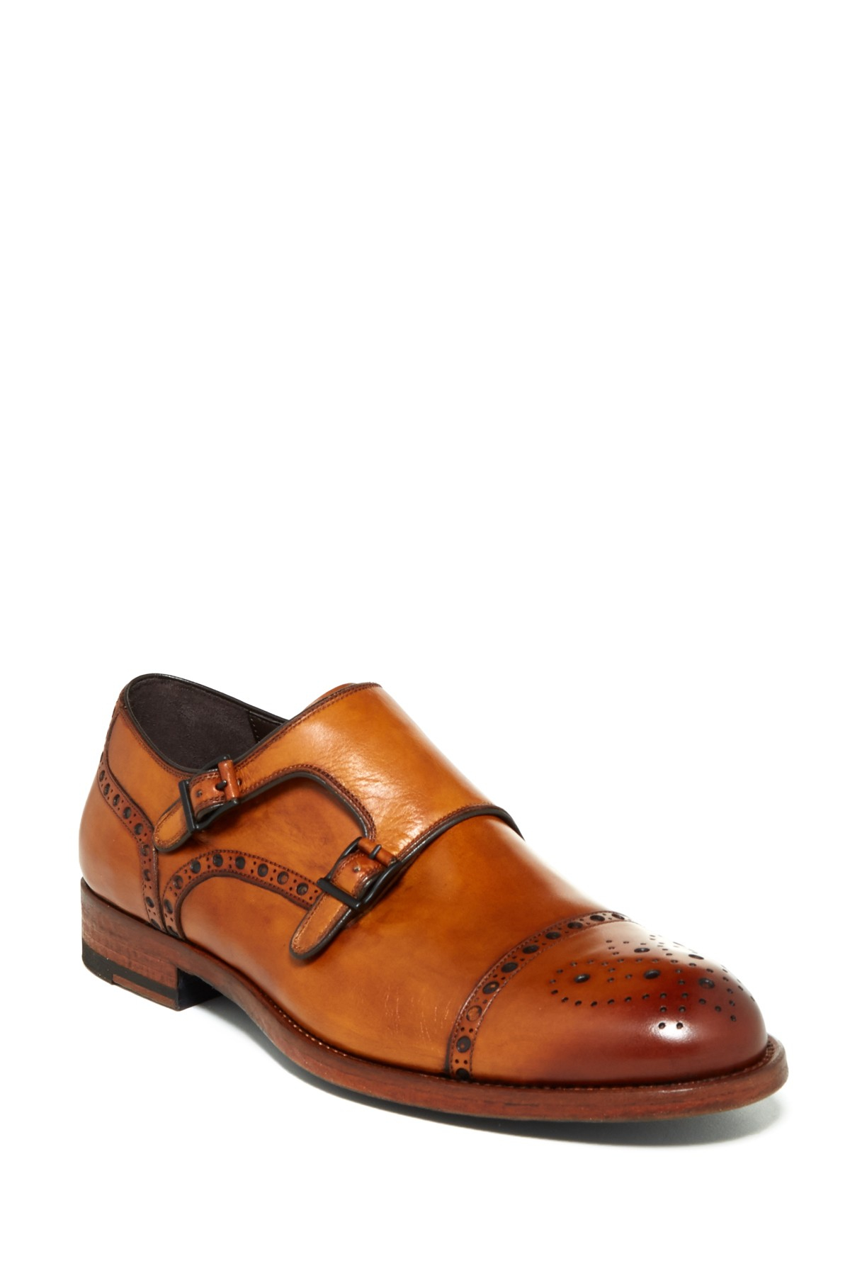 Lyst - Saks Fifth Avenue Tauro Brogue Double Monk Strap Shoe in Brown ...