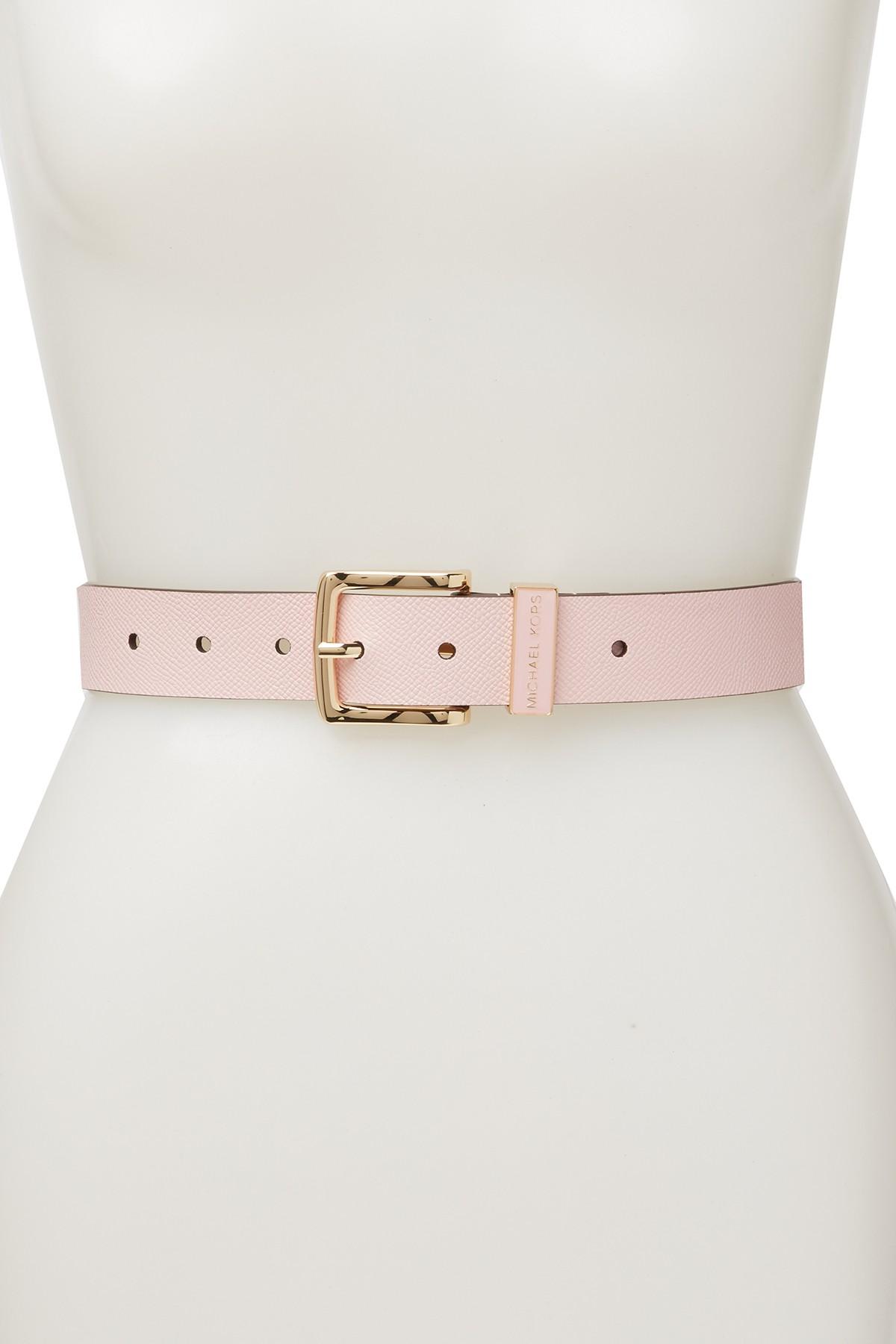 Michael Kors Enamel Keeper Leather Belt in Pink Lyst