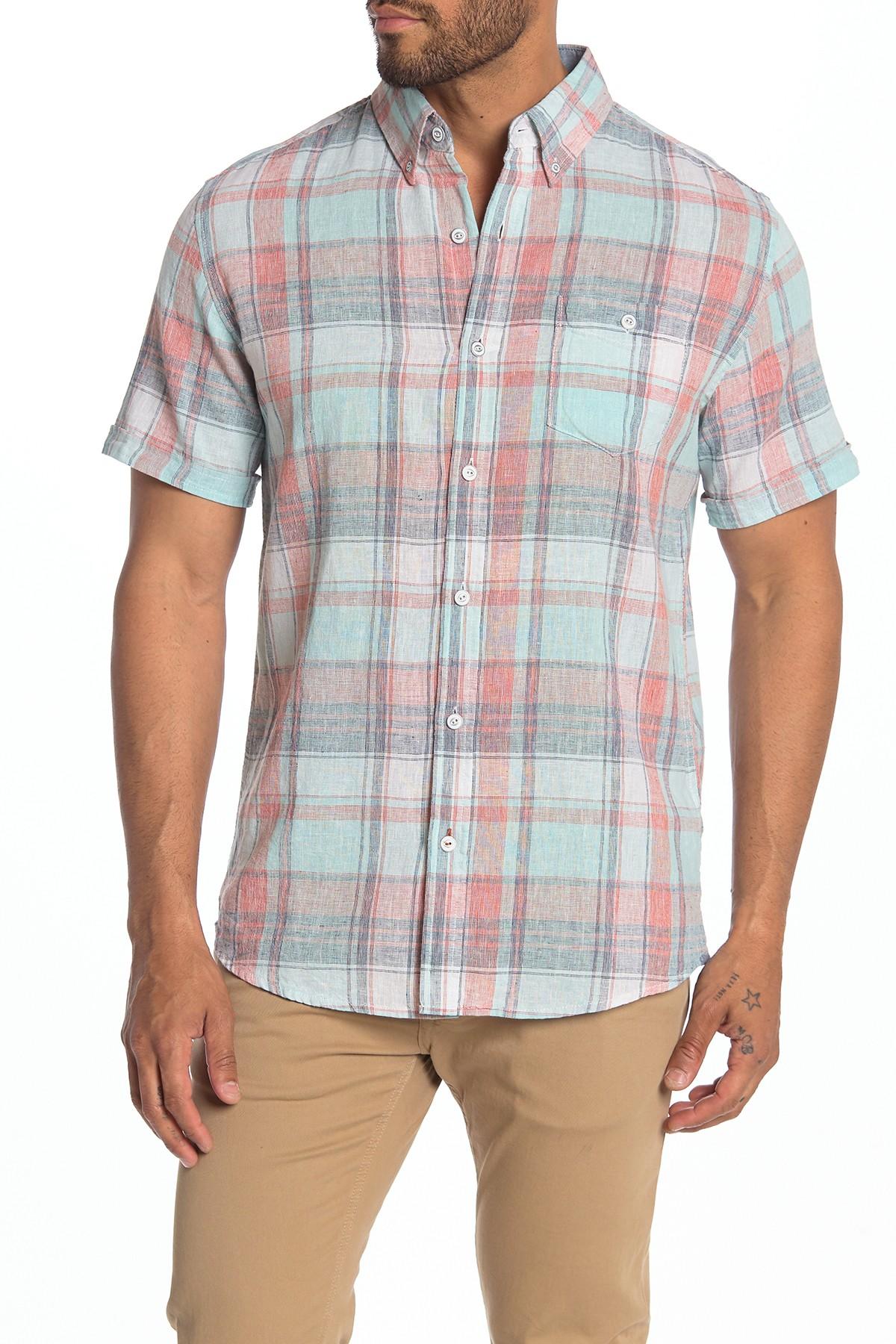 Lyst - Weatherproof Linen Blend Plaid Regular Fit Shirt in Blue for Men