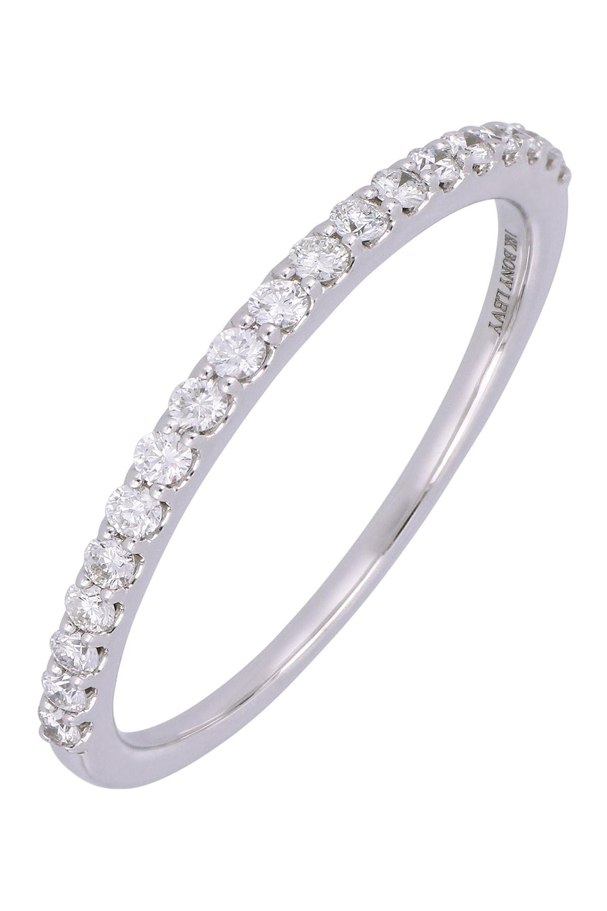 Lyst - Bony Levy 18k White Gold Pave Diamond Band Stacking Ring - 0.25 ...