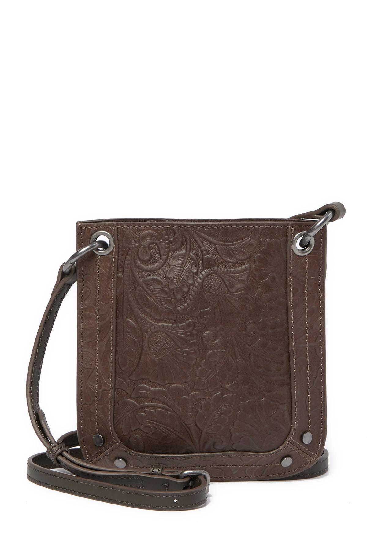 Lyst - Lucky Brand Kay Small Floral Embossed Leather Crossbody Bag in Brown