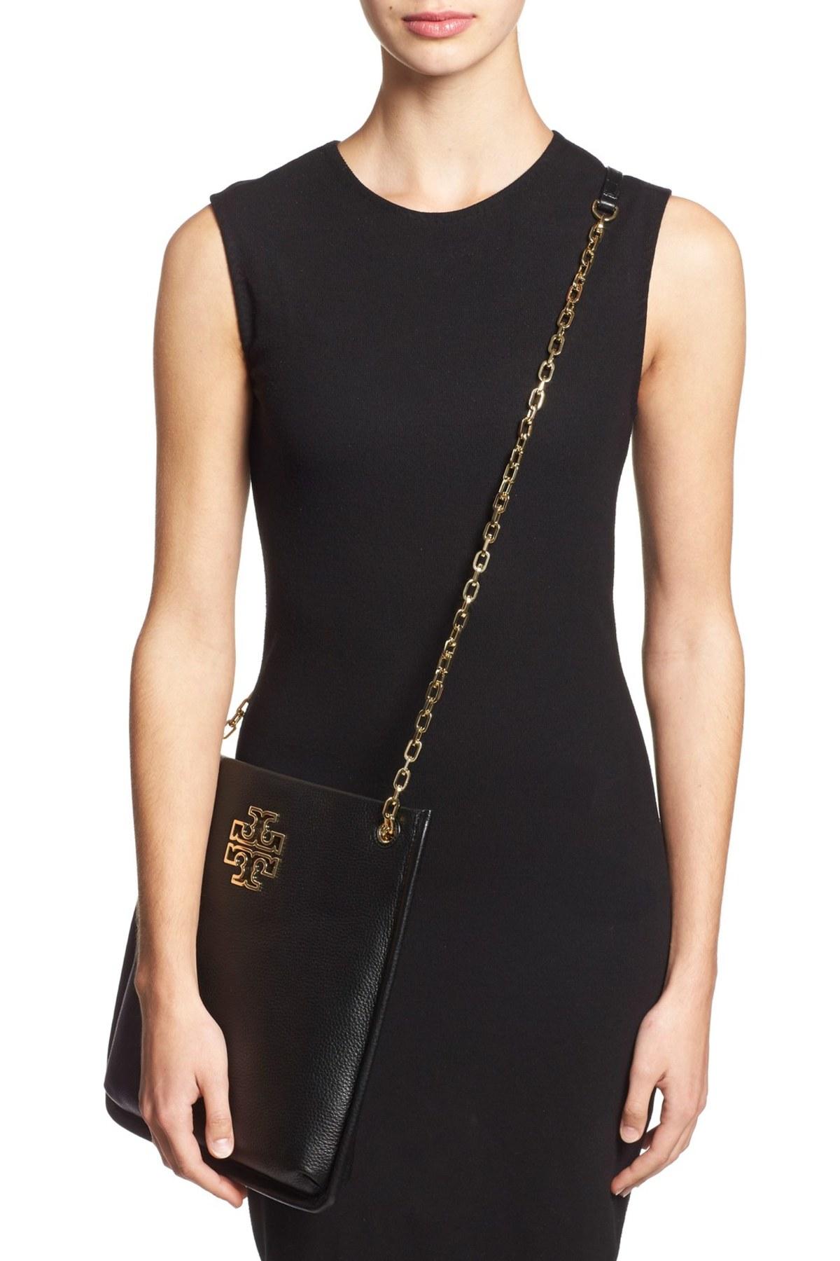 Lyst - Tory Burch Britten Swingpack Leather Bag in Black