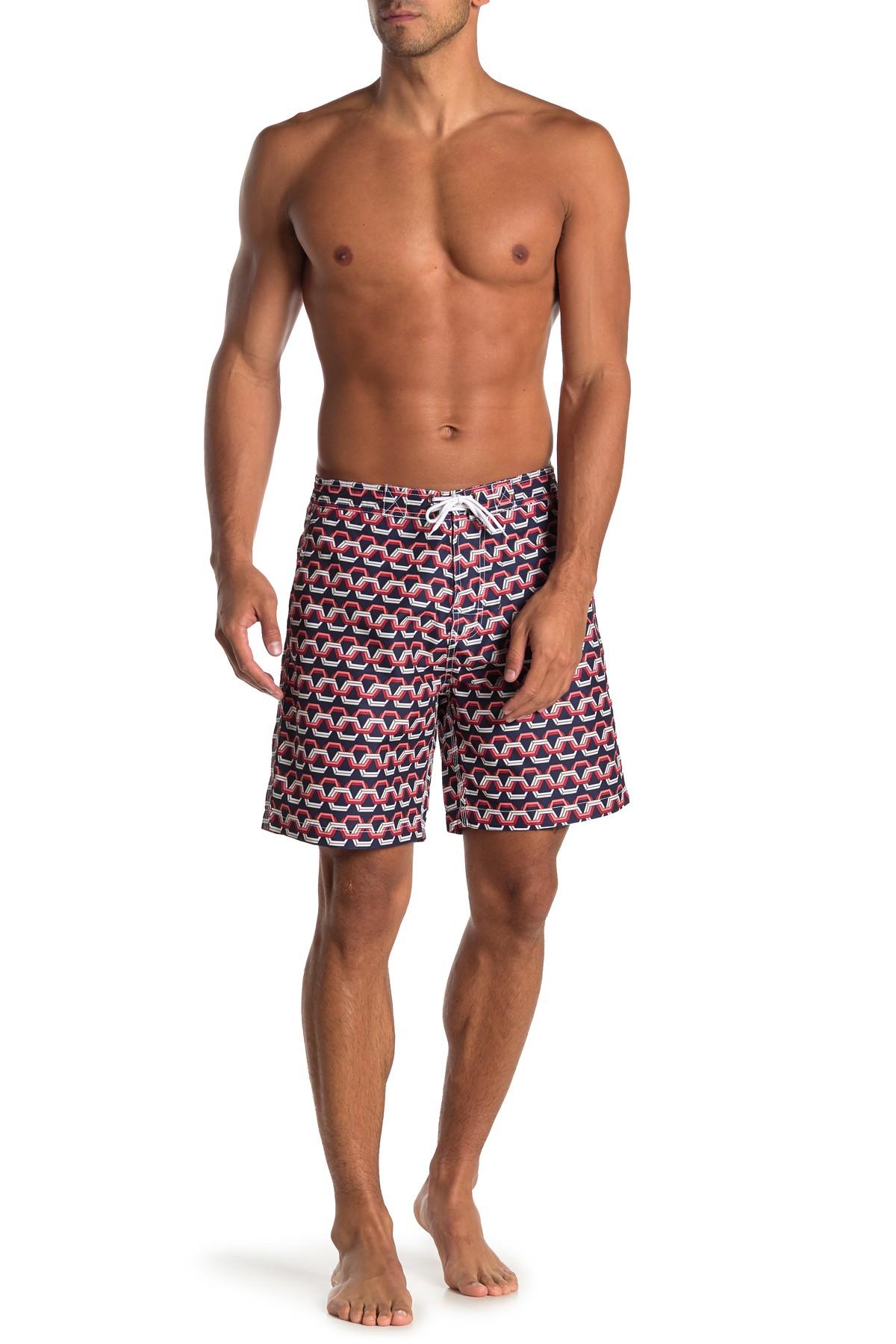 TRUNKS SURF AND SWIM CO Swami Geometric Print Swim Shorts in Red for ...