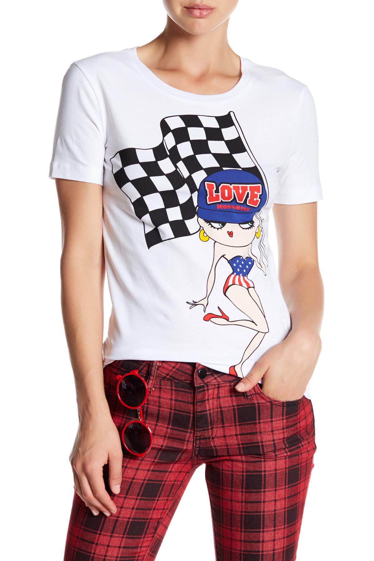 Lyst - Love Moschino Graphic Print Tee in White