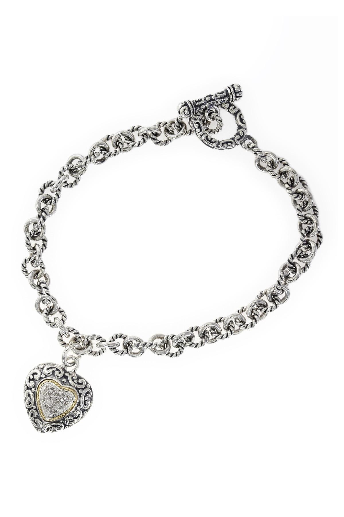 Effy 18k Gold & Sterling Silver Diamond Heart Charm Bracelet in ...
