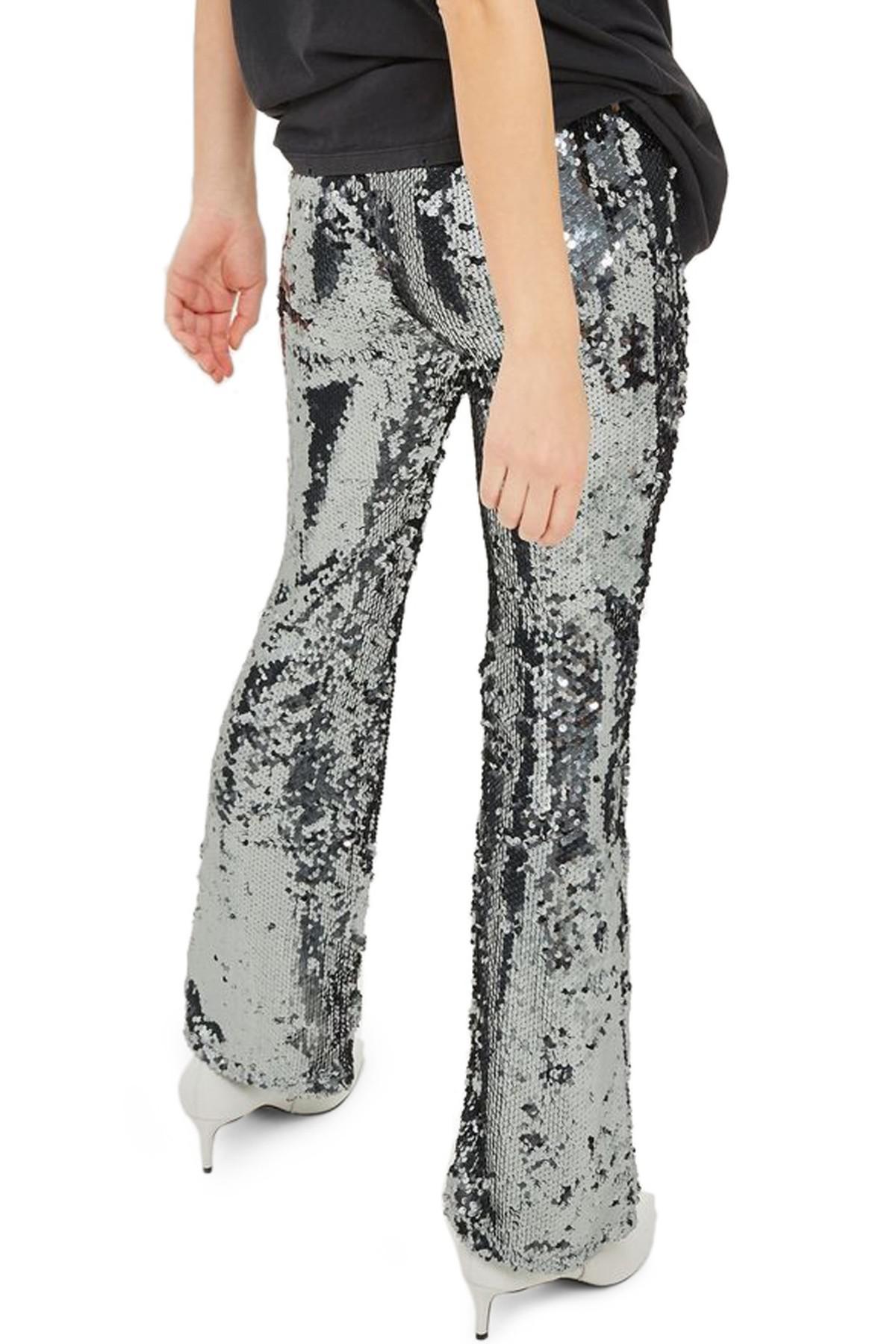 sequin stripe trousers