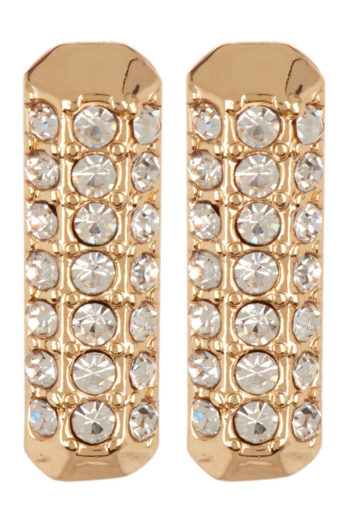 Lyst Vince Camuto Pave Elongated Square Stud Earrings in Metallic