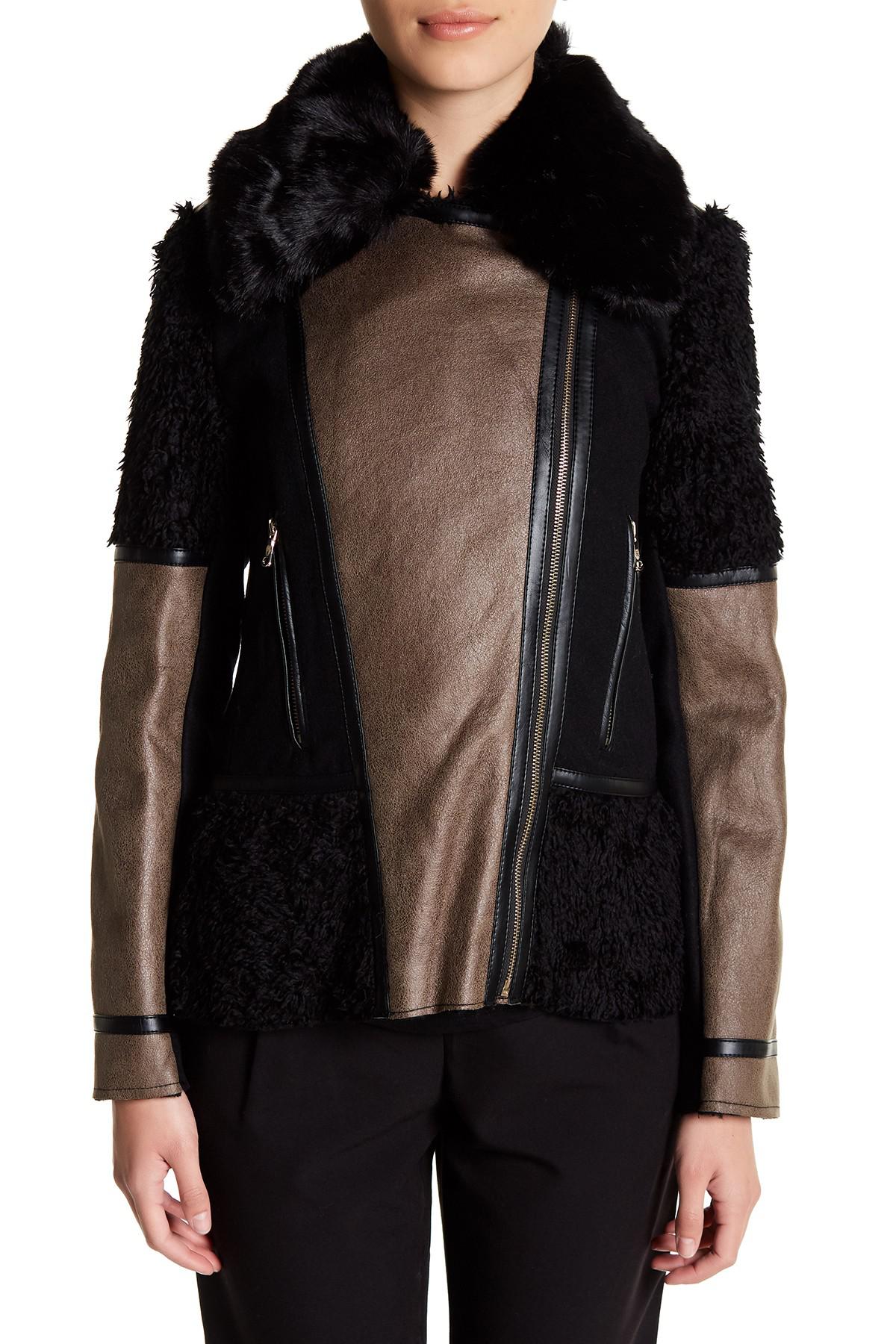 Lyst Vince Camuto Faux Leather Suede Fur Asymmetrical Gallery