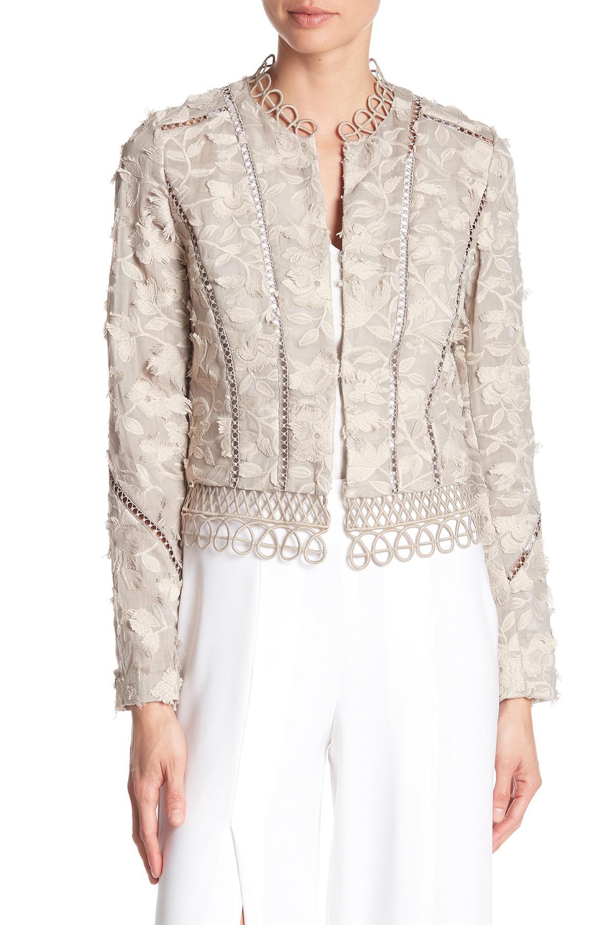 Elie Tahari Leanne Embroidered Jacket In Natural Lyst Elie Tahari Women S Natural Leanne Embroidered Jacket