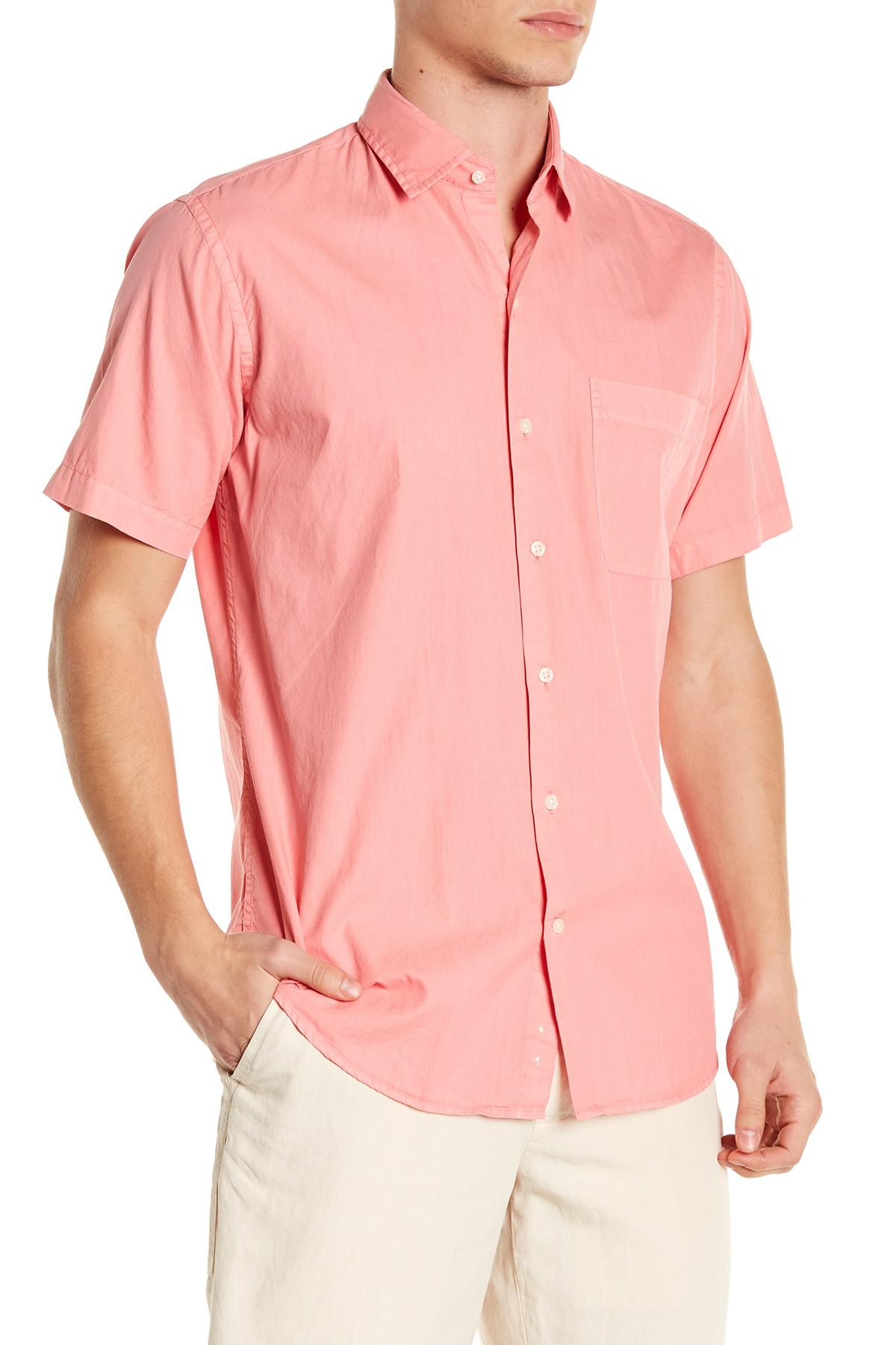 Lyst - Peter Millar Washed Regular Fit Short Sleeve Shirt in Pink for Men