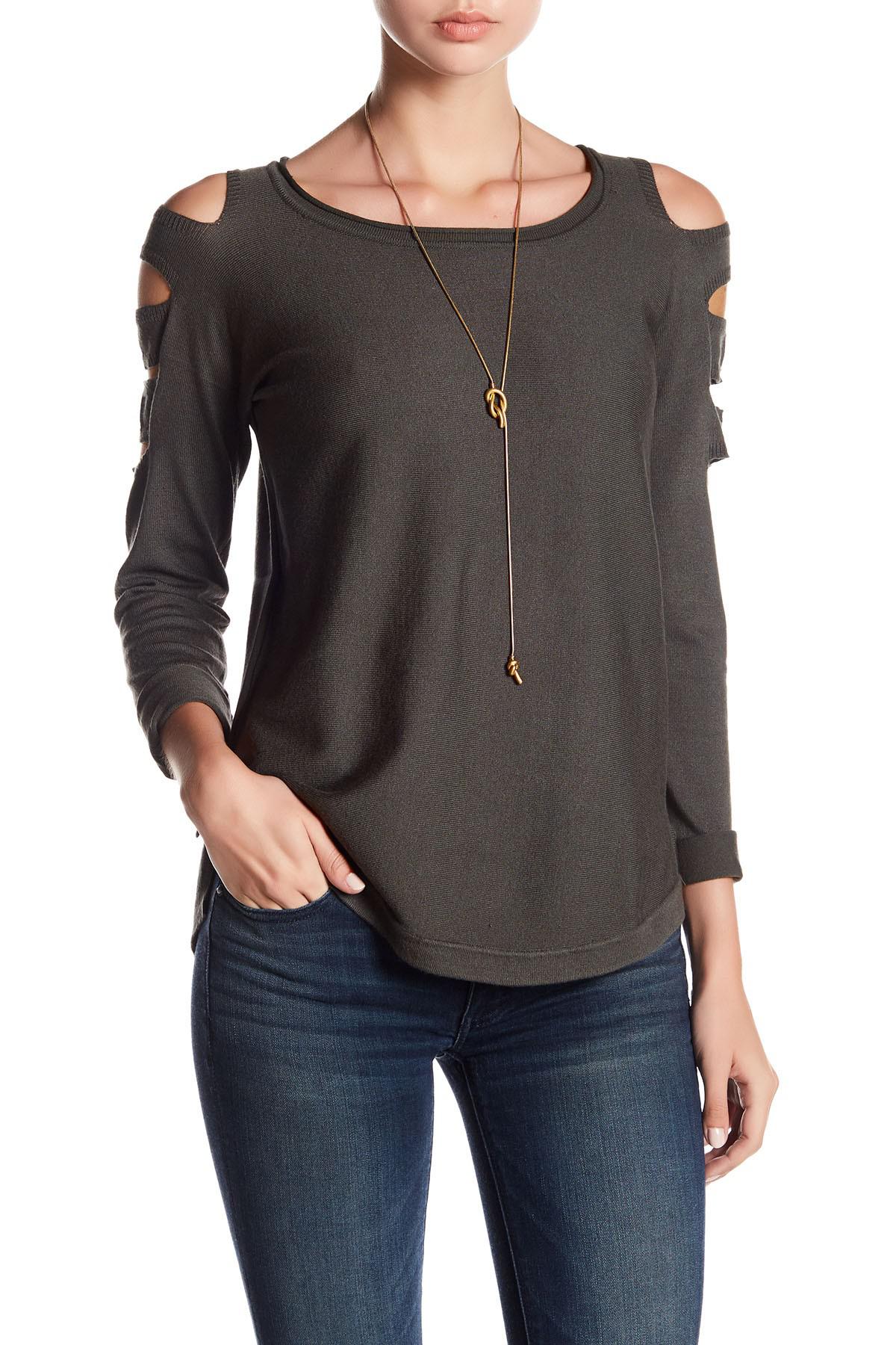 Lyst Sweet Romeo Cage Sleeve Sweater in Gray