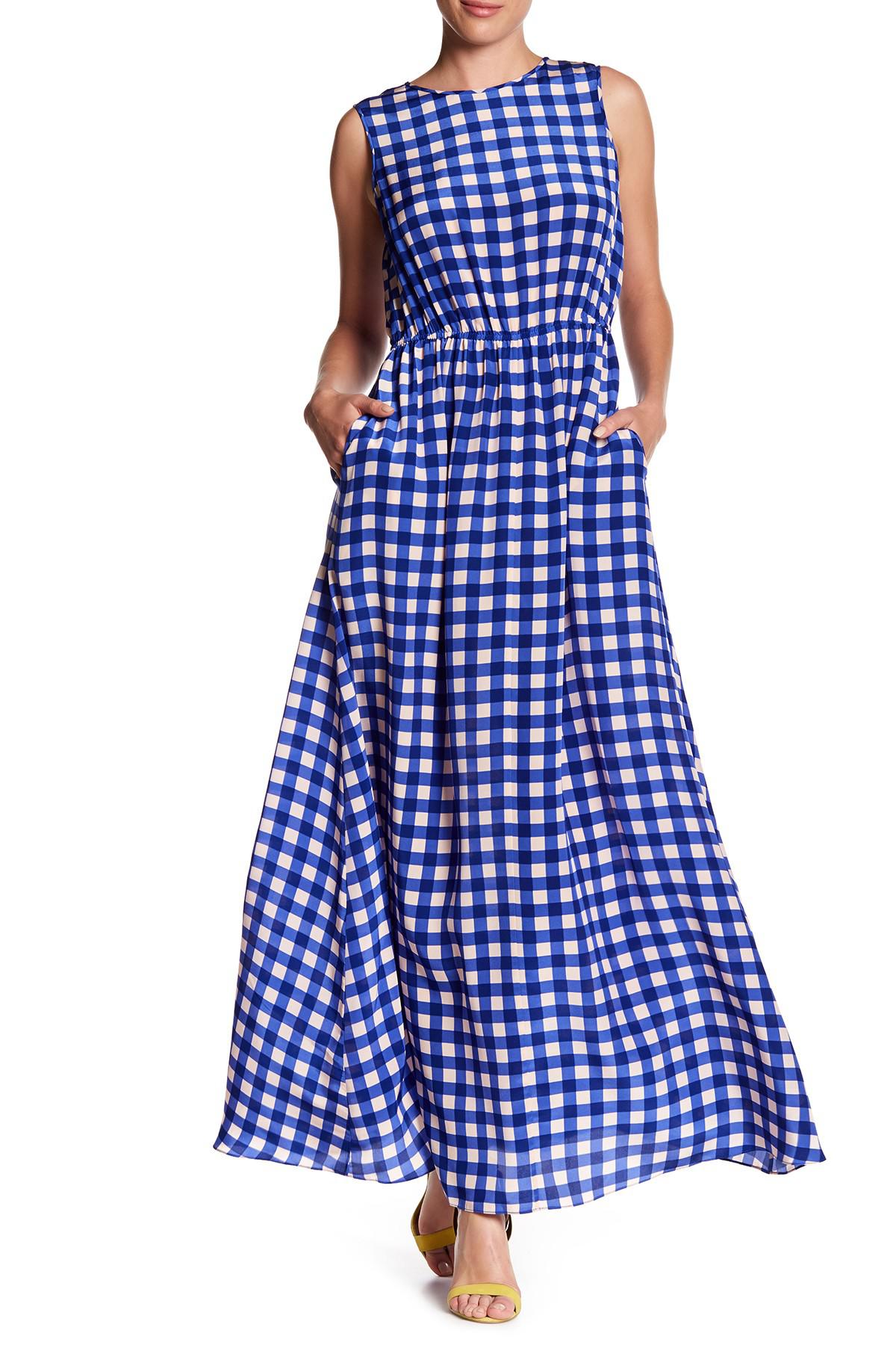 Lyst Diane Von Furstenberg Cinched Waist Midi Dress in Blue
