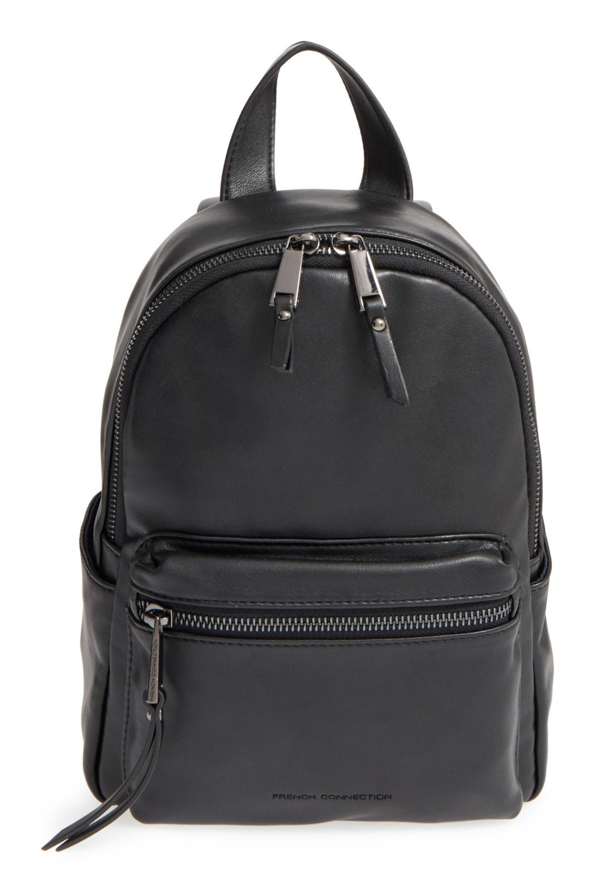 French connection &#39;mini Perry&#39; Faux Leather Backpack in Black | Lyst