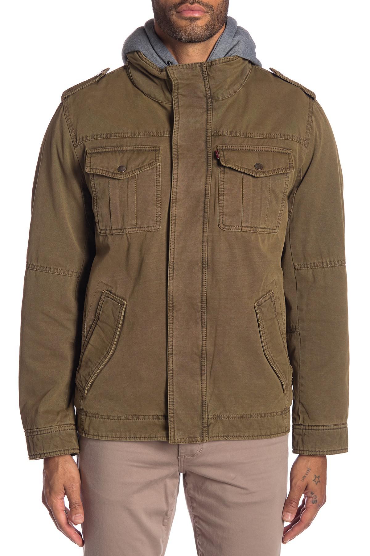 Levi's Faux Shearling Lined Hooded Military Jacket in Natural for Men ...