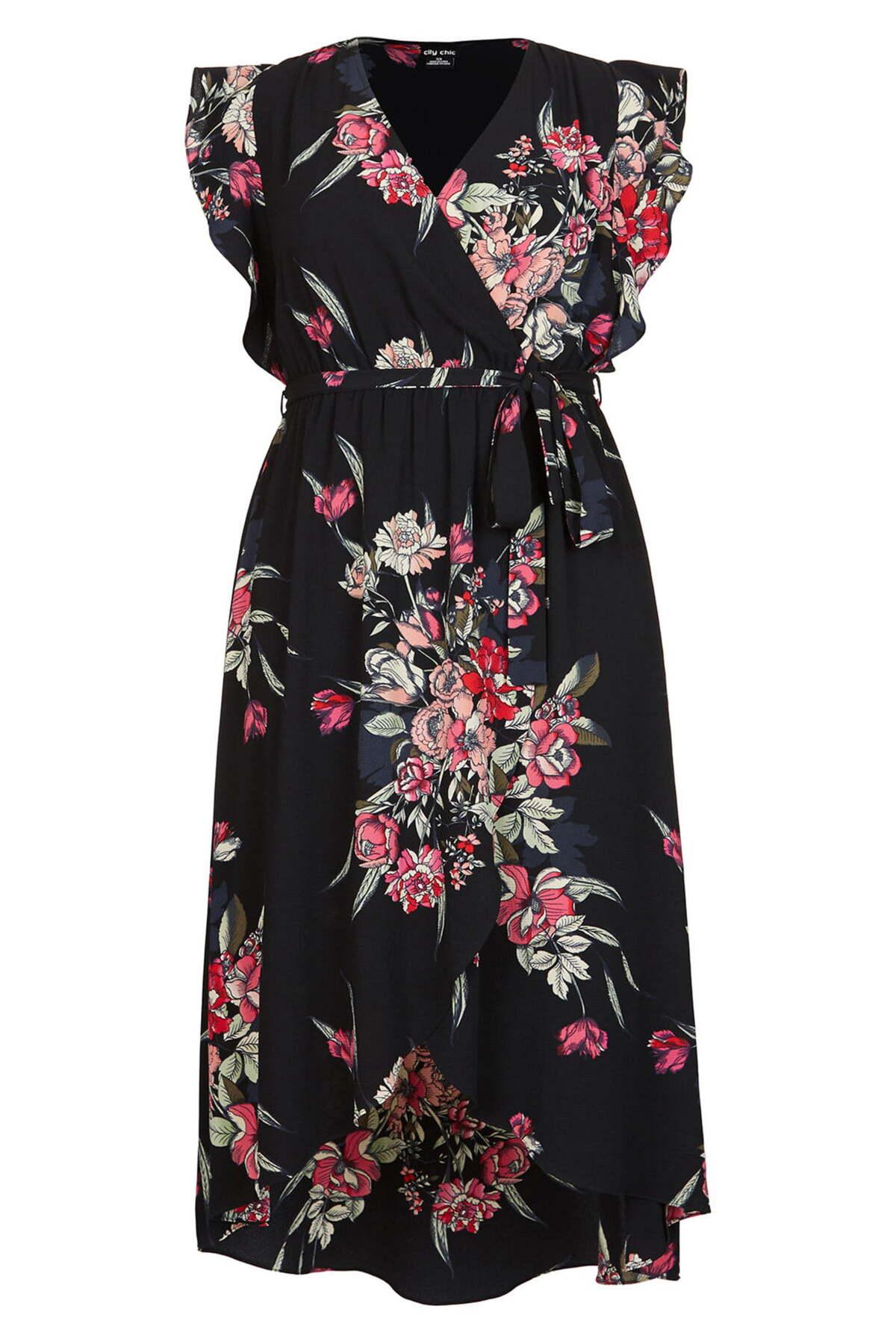 City Chic Misty Floral Wrap Maxi Dress (plus Size) in ...