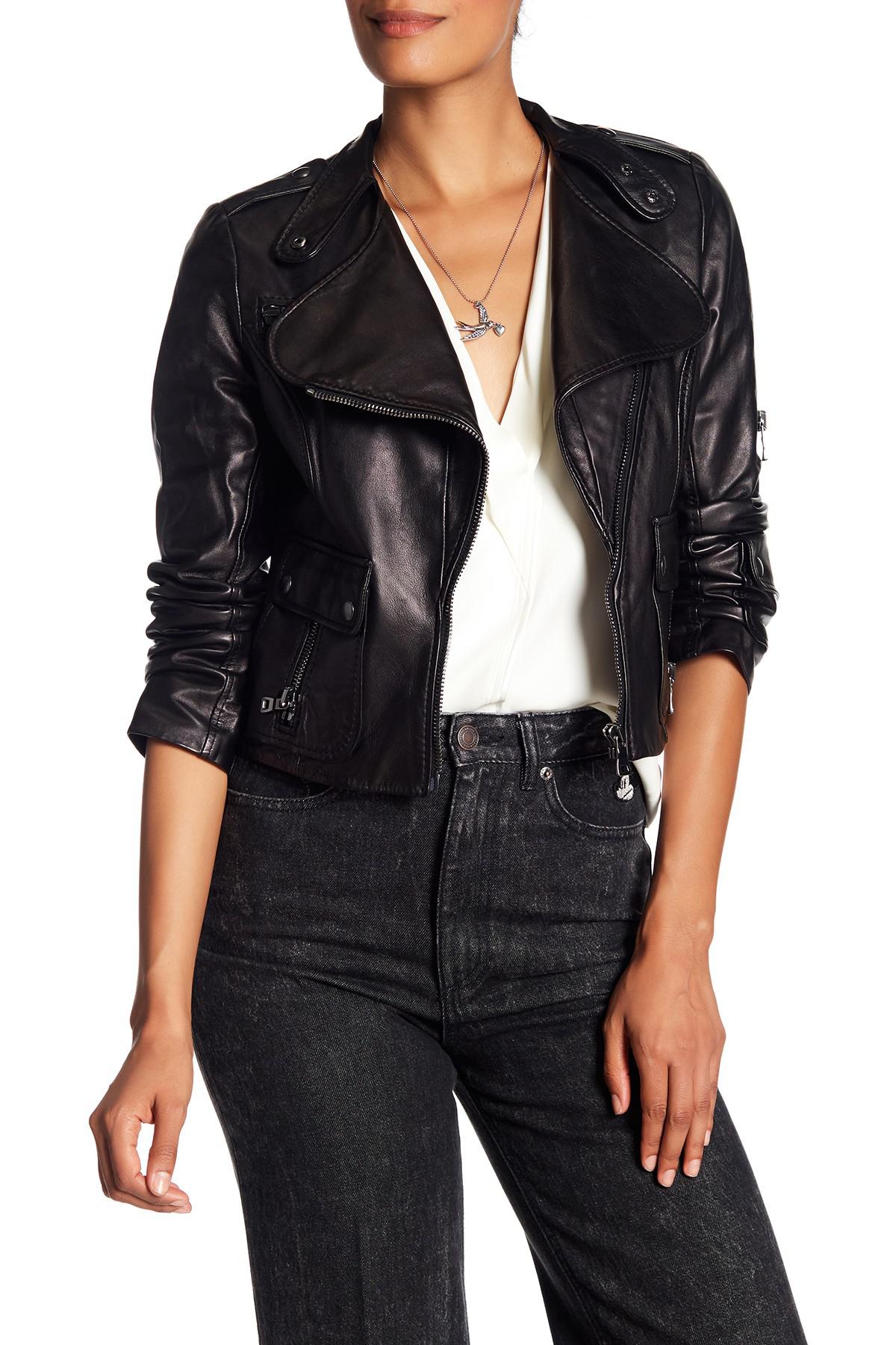 Lyst Marc Jacobs Lambskin Leather Moto Jacket In Black Gallery