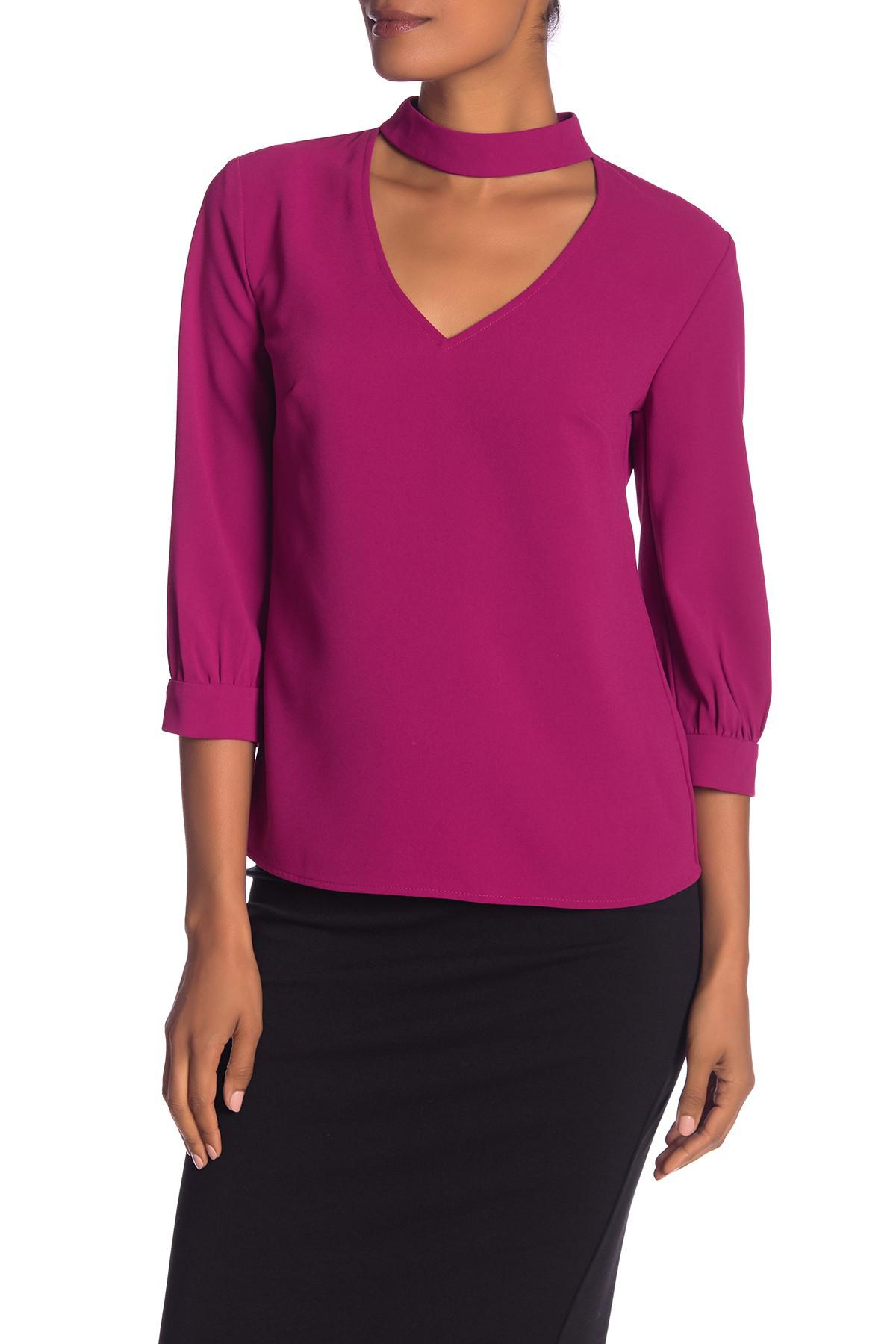 Download Lyst - Trina Turk Opal Front Cutout Solid Blouse in Purple