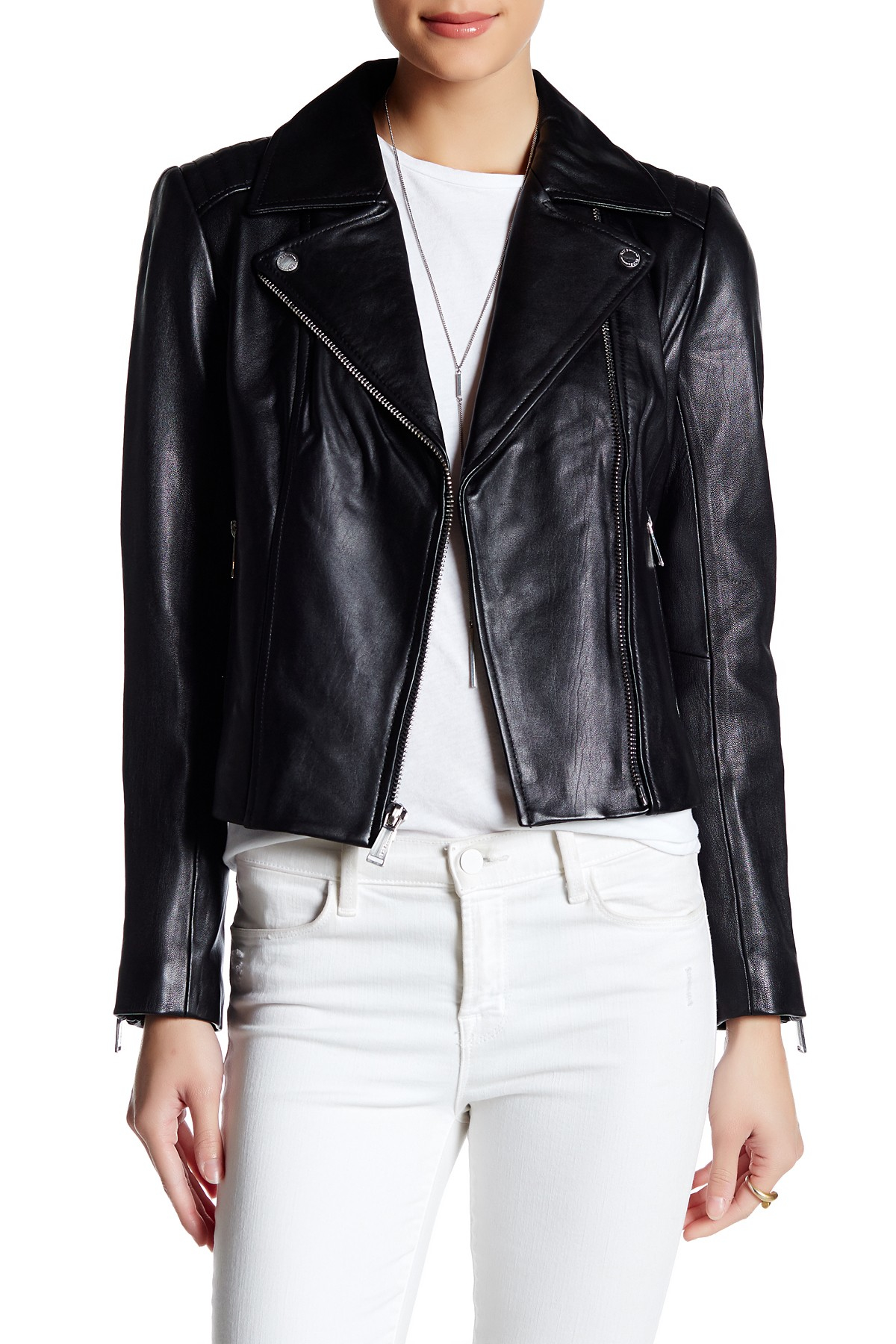 Lyst - Bcbgeneration Classic Leather Moto Jacket in Black